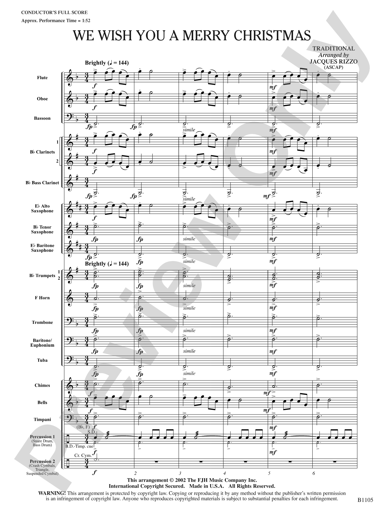 We Wish You a Merry Christmas: Concert Band Conductor Score & Parts