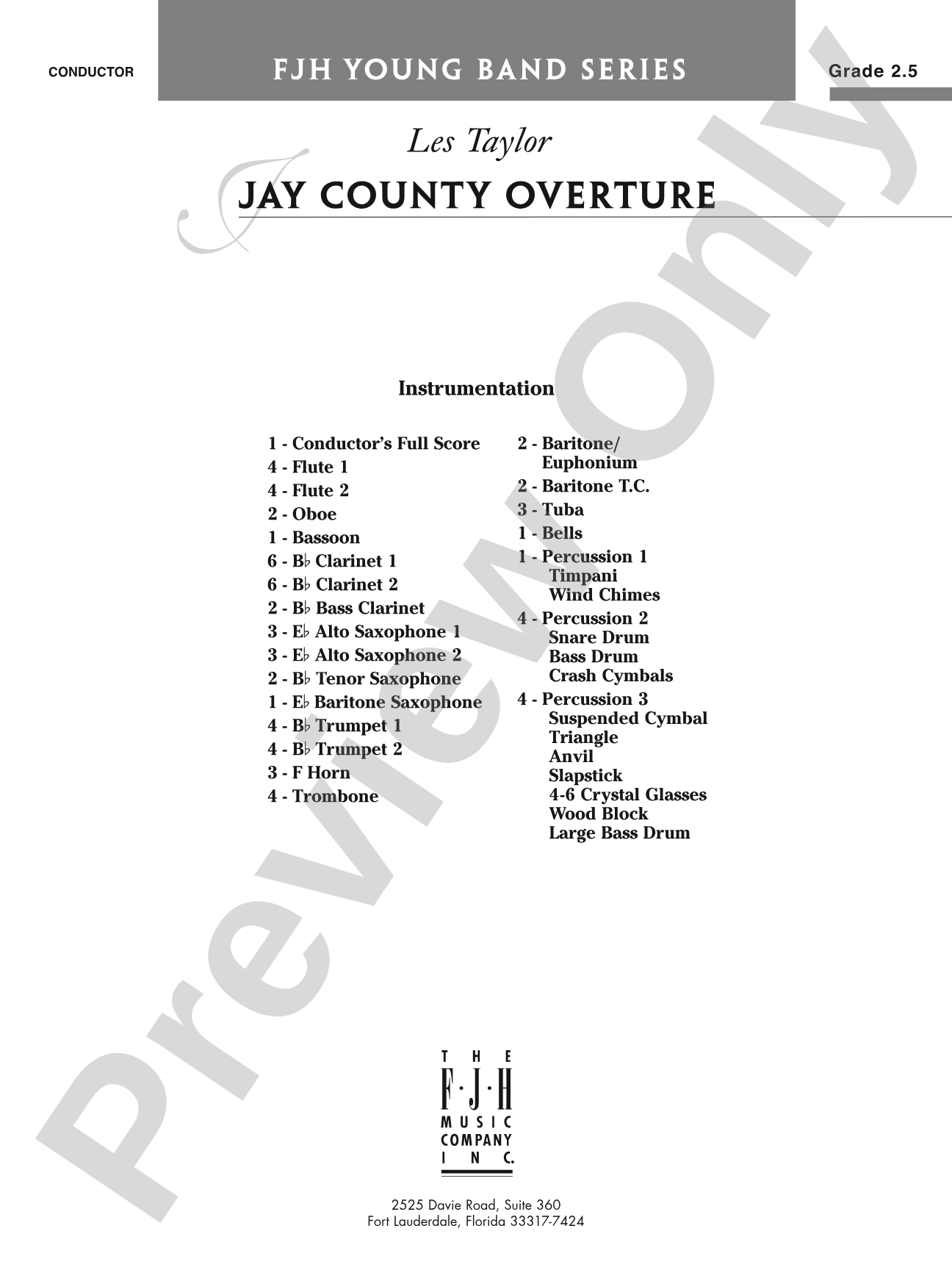 Jay County Overture: Concert Band Conductor Score & Parts