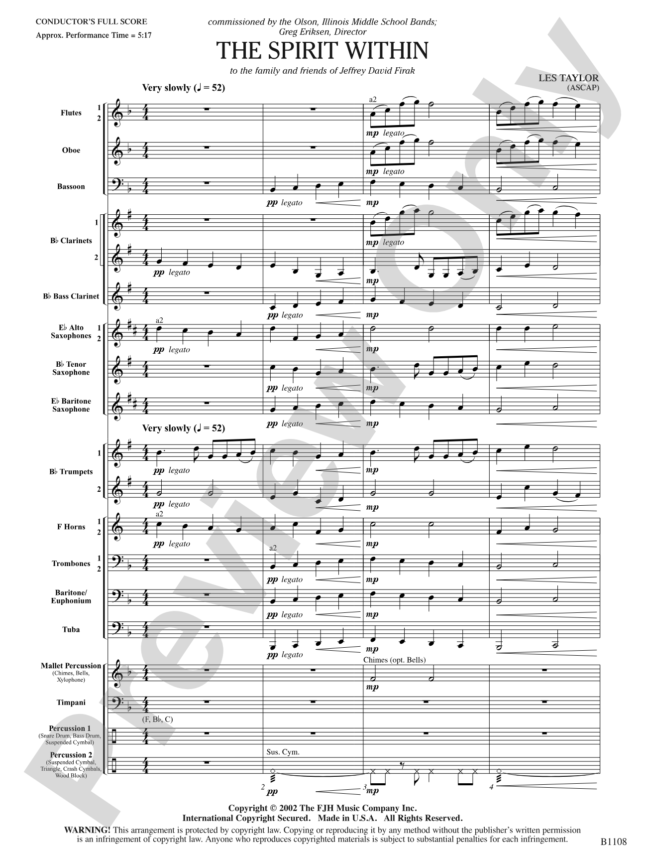 The Spirit Within: Concert Band Conductor Score & Parts