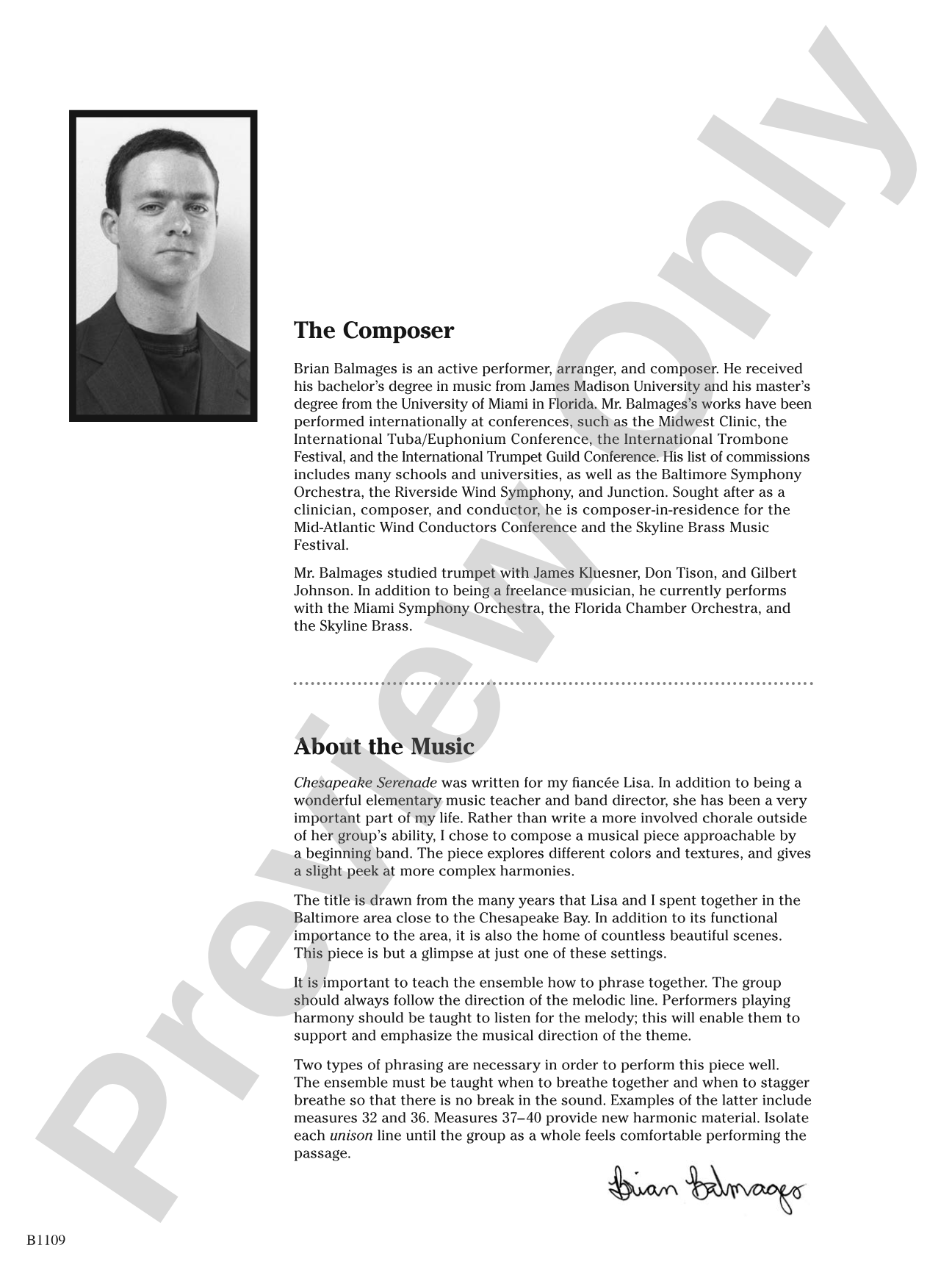 Chesapeake Serenade: Concert Band Conductor Score & Parts