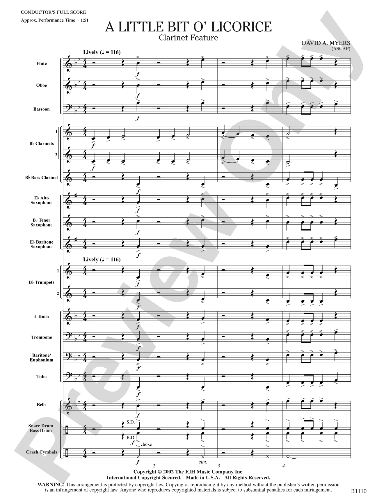 A Little Bit O' Licorice: Concert Band Conductor Score & Parts
