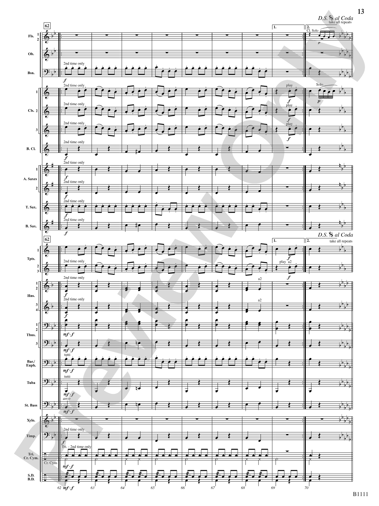 Turkish March (Rondo alla Turca): Concert Band Conductor Score & Parts
