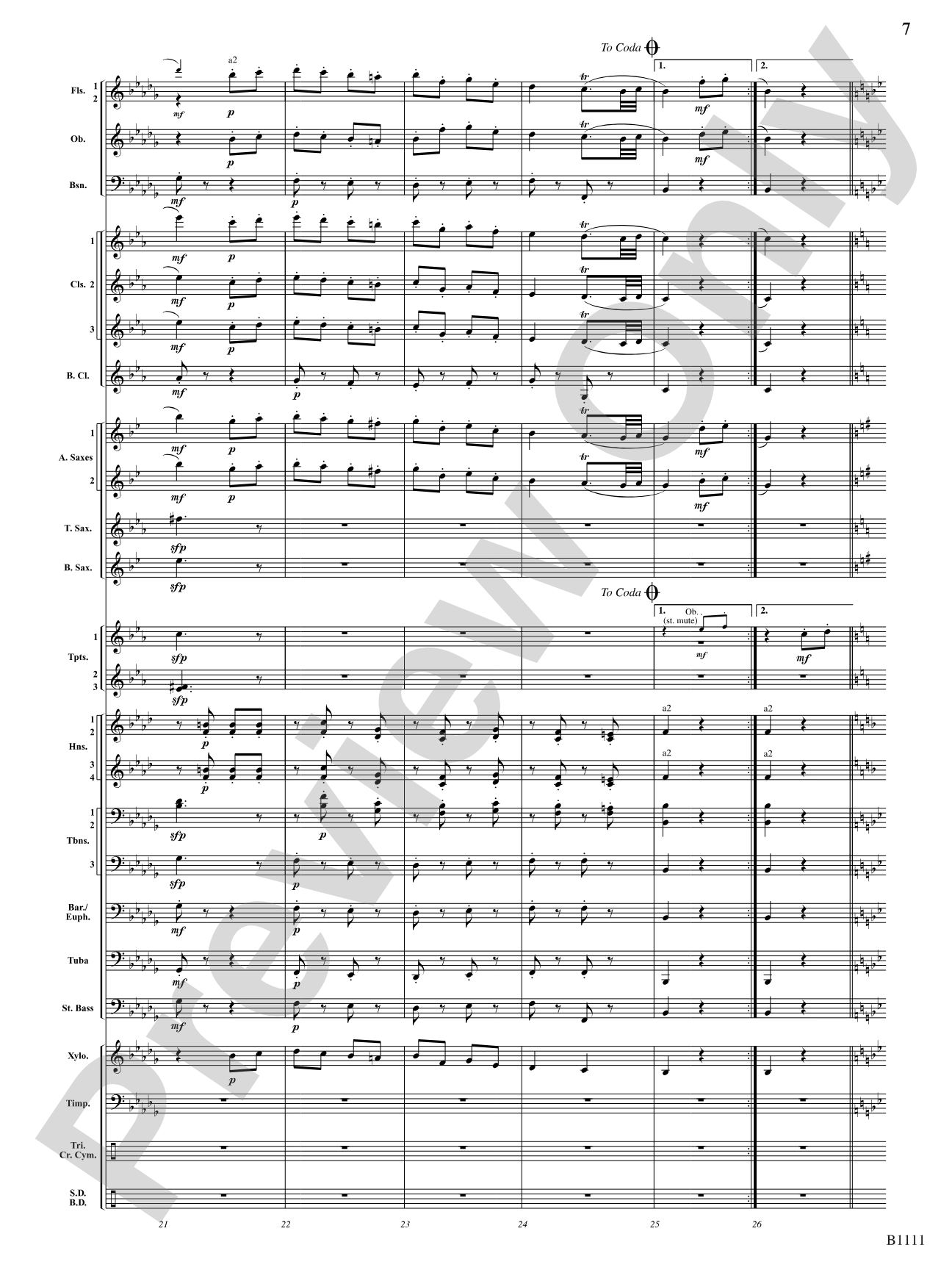 Turkish March (Rondo alla Turca): Concert Band Conductor Score & Parts