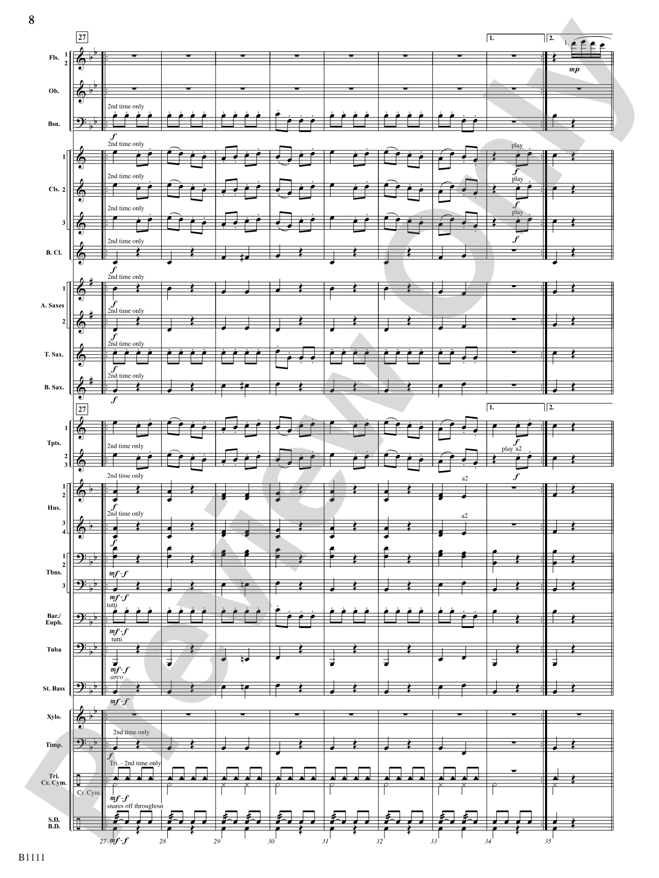 Turkish March (Rondo alla Turca): Concert Band Conductor Score & Parts