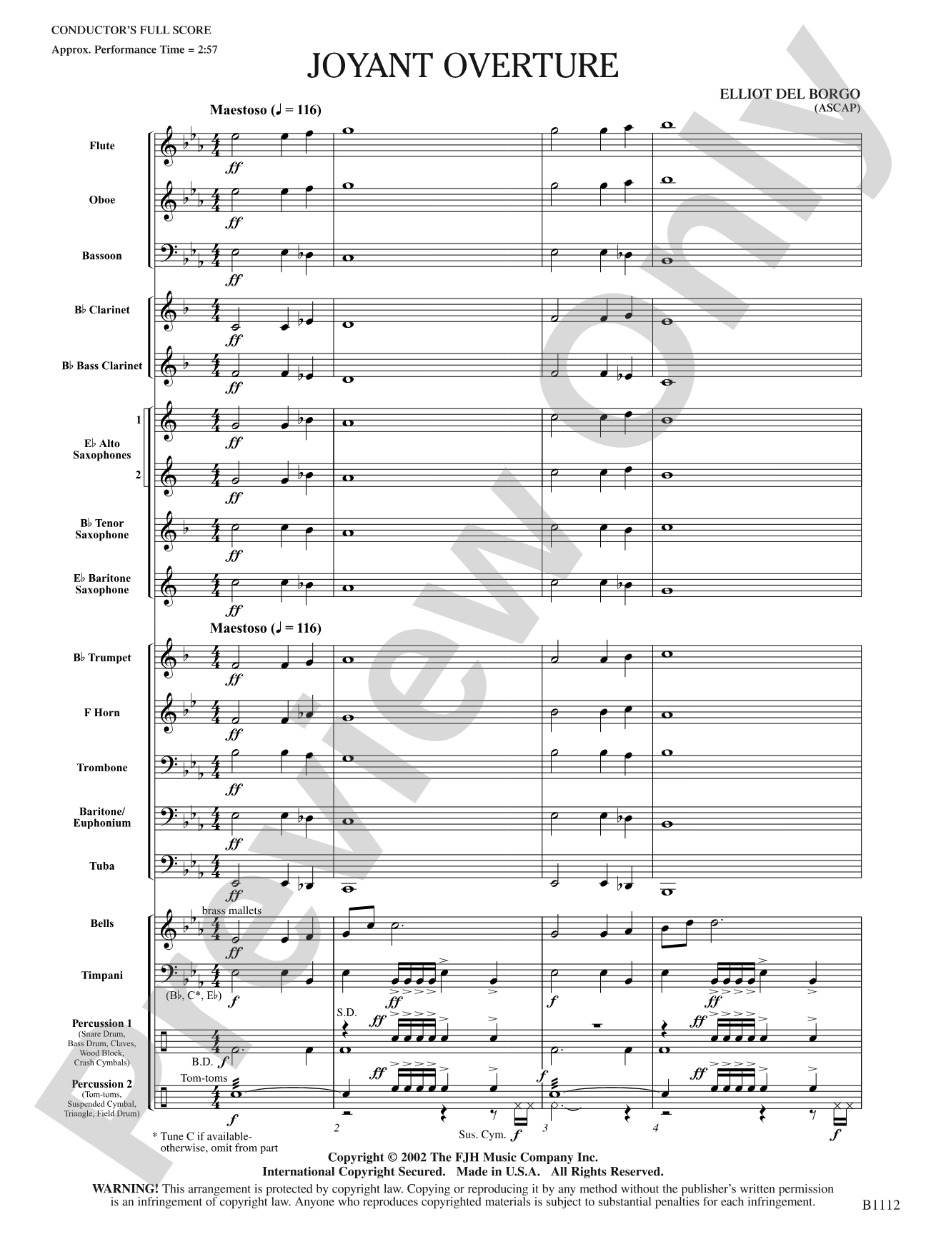Joyant Overture: Concert Band Conductor Score & Parts