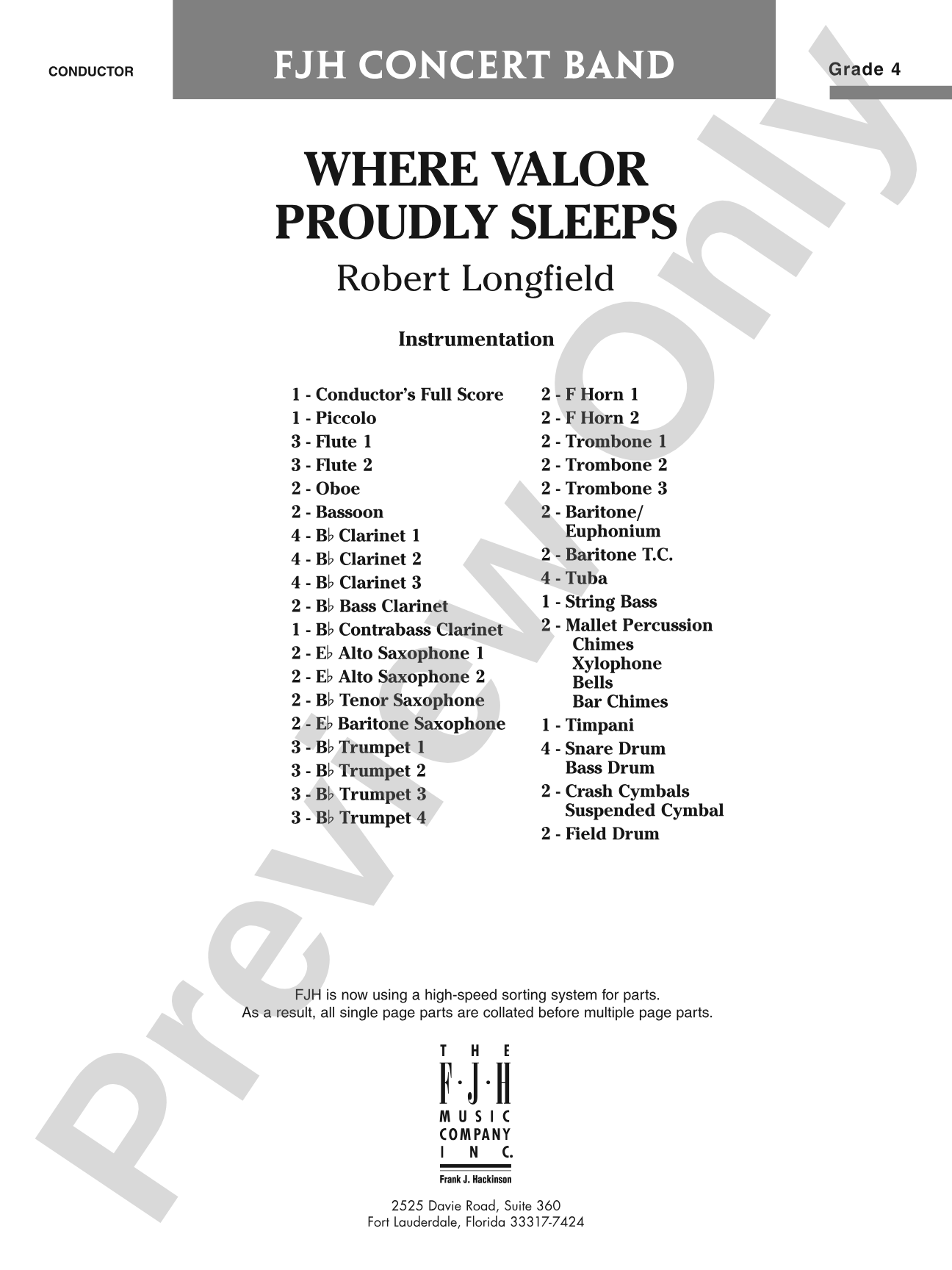 Where Valor Proudly Sleeps: Concert Band Conductor Score & Parts