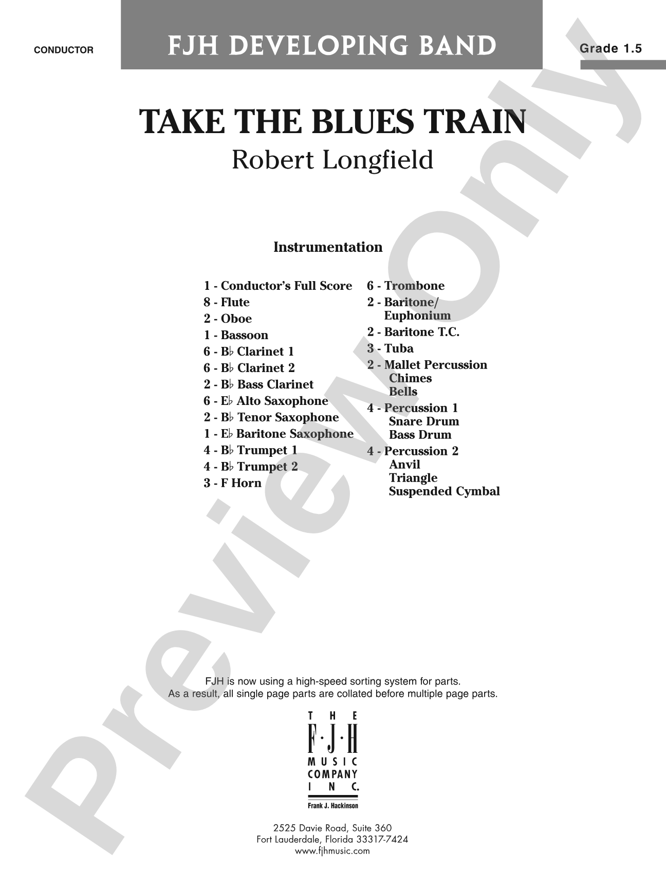 Take the Blues Train: Concert Band Conductor Score & Parts