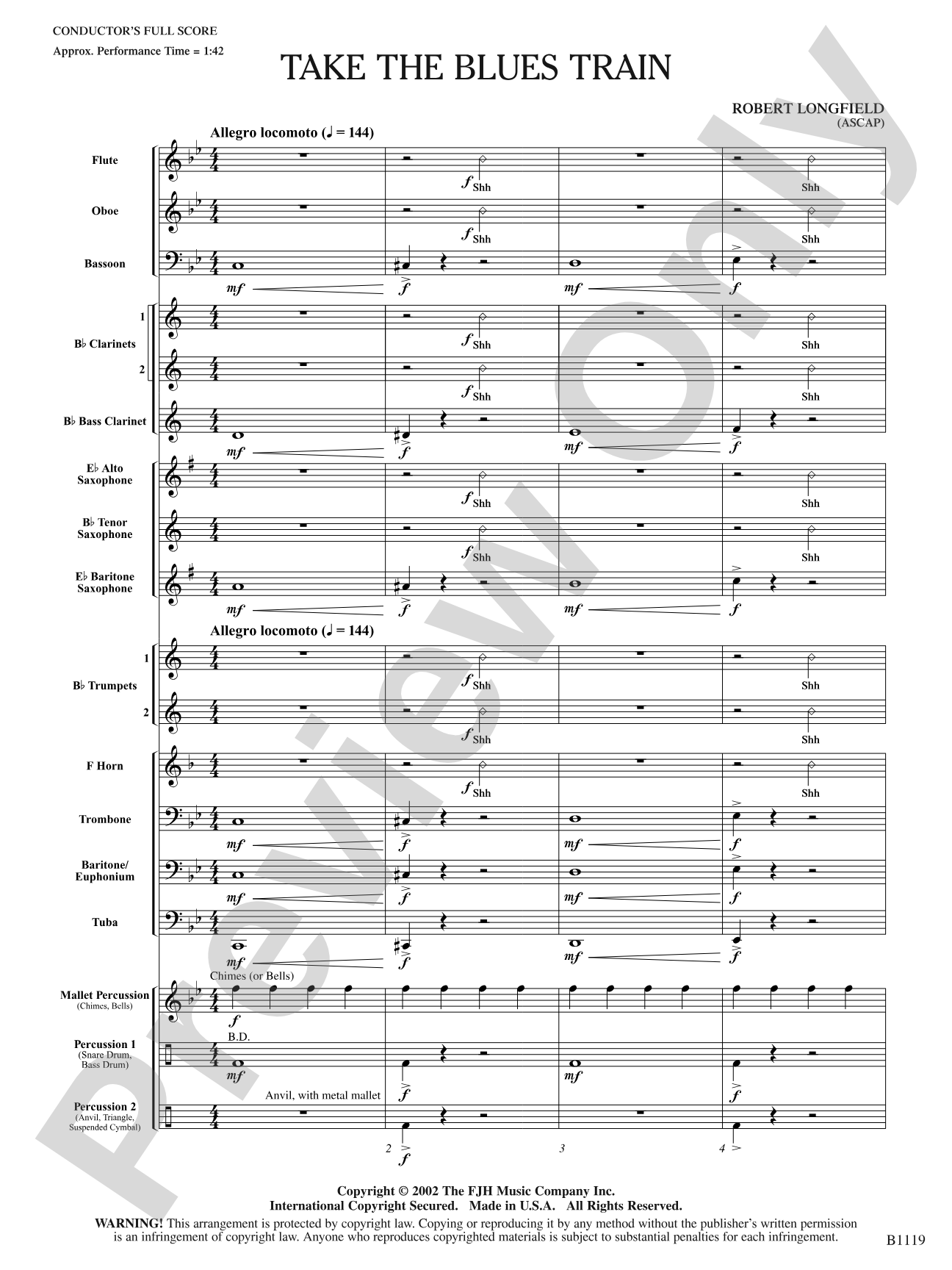 Take the Blues Train: Concert Band Conductor Score & Parts