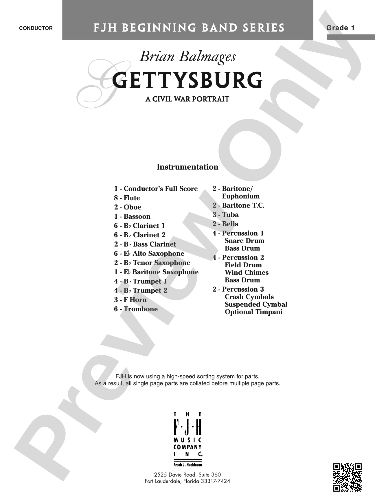 Gettysburg (A Civil War Portrait): Concert Band Conductor Score & Parts