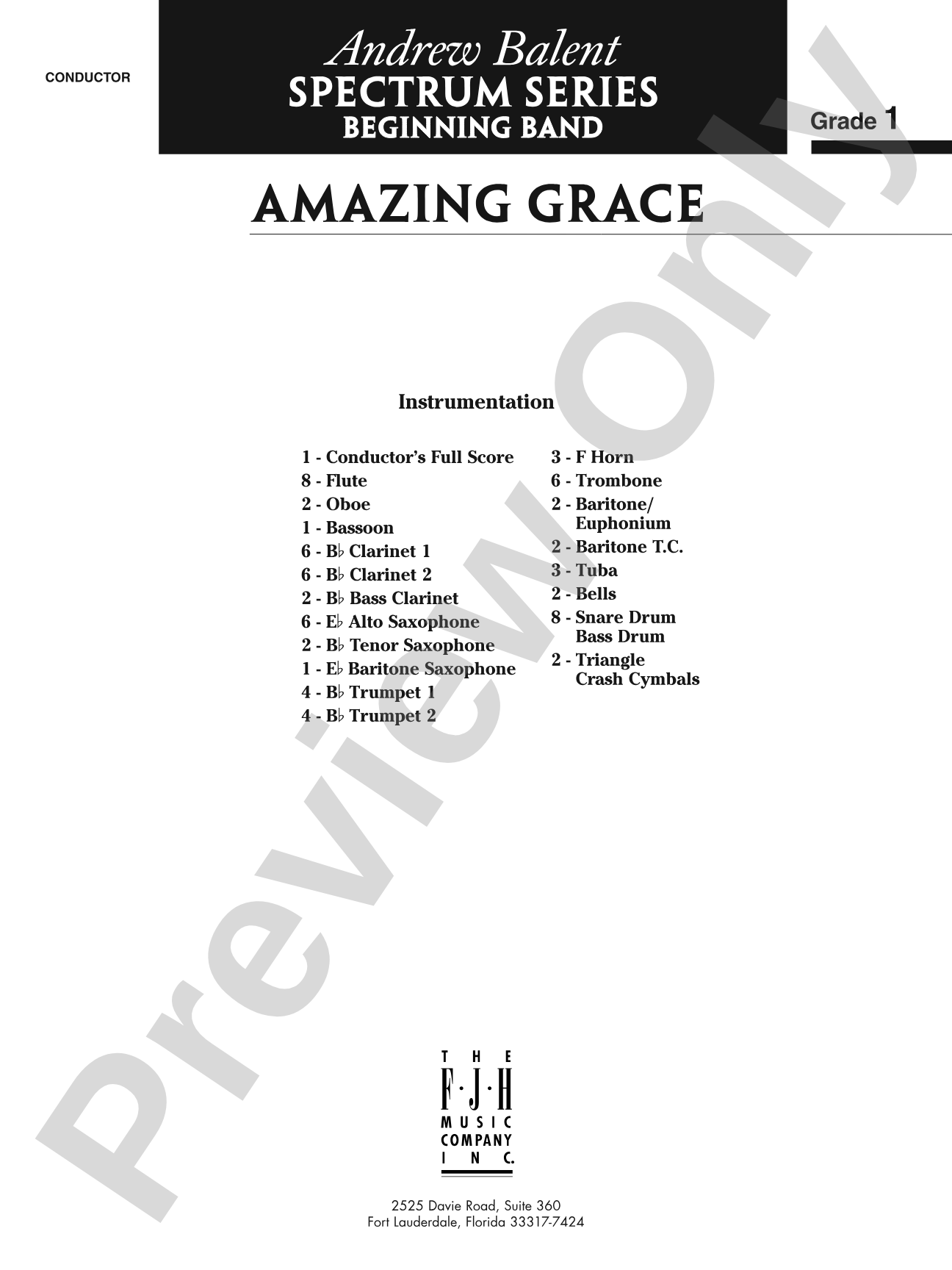 Amazing Grace: Concert Band Conductor Score & Parts