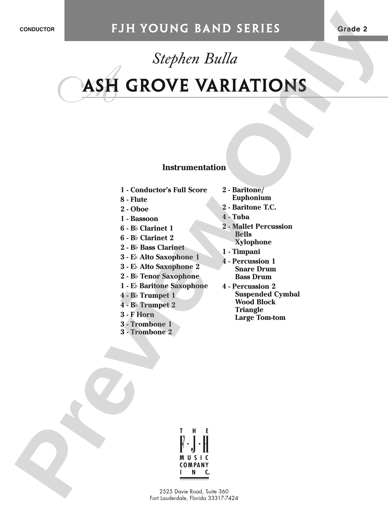 Ash Grove Variations: Concert Band Conductor Score & Parts