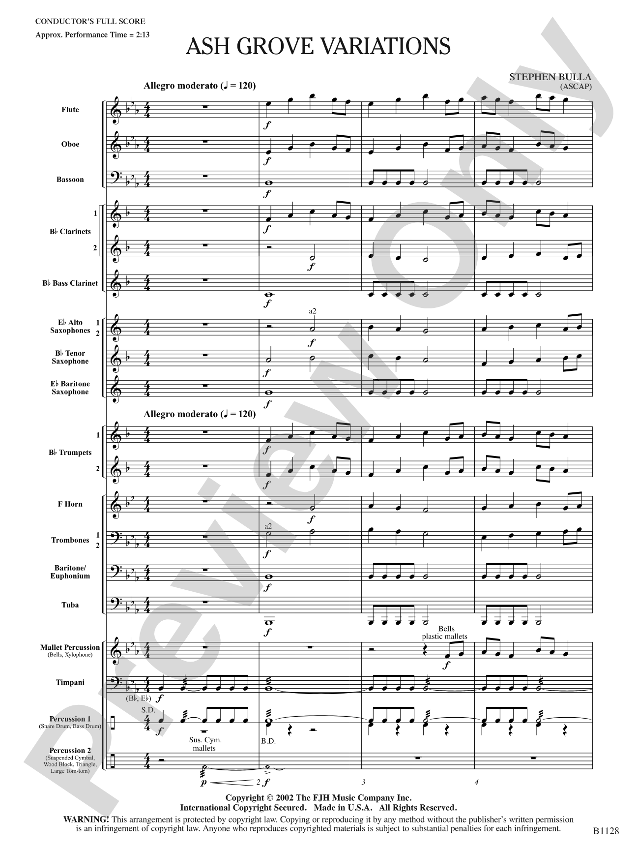 Ash Grove Variations: Concert Band Conductor Score & Parts
