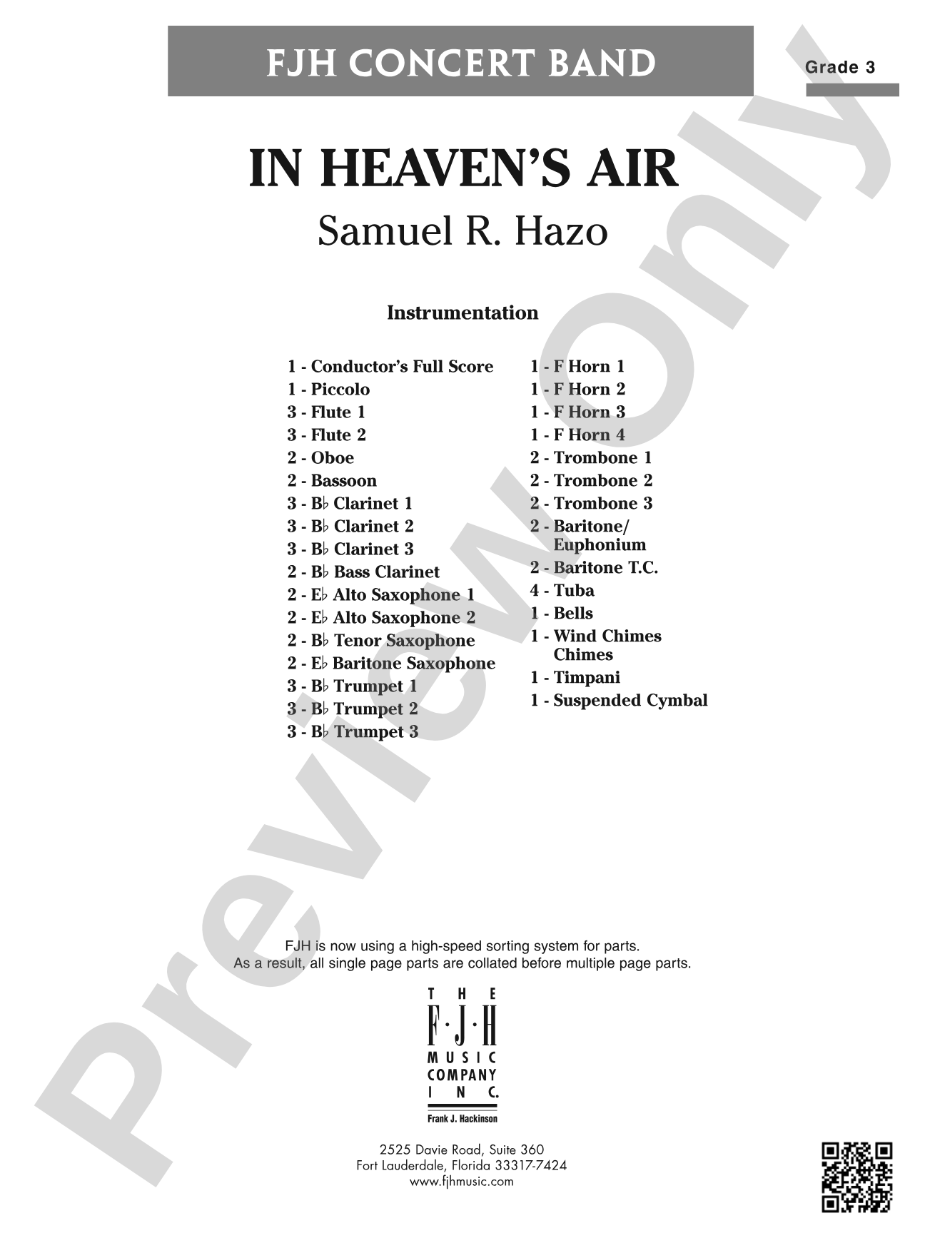 In Heaven's Air: Concert Band Conductor Score & Parts