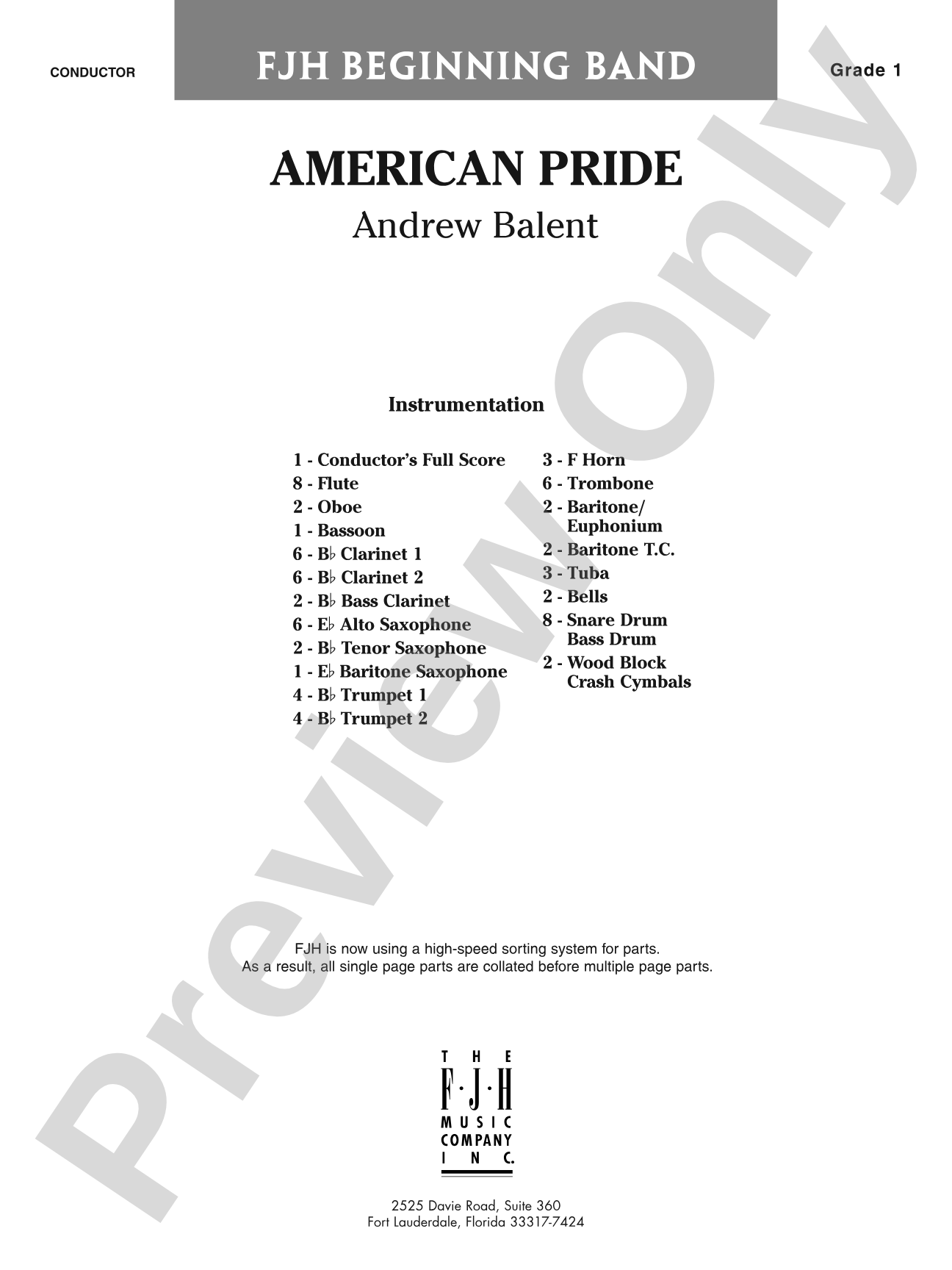 American Pride: Concert Band Conductor Score & Parts