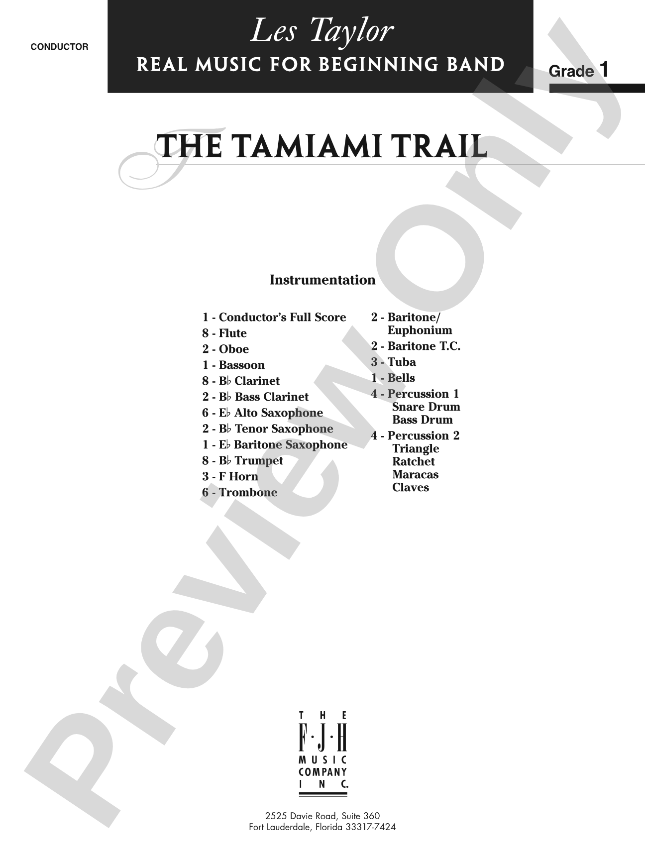 The Tamiami Trail: Concert Band Conductor Score & Parts