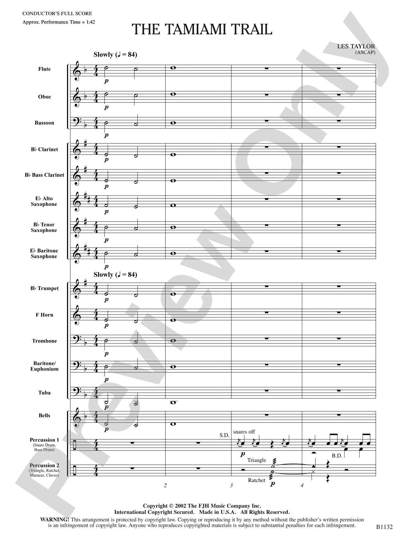 The Tamiami Trail: Concert Band Conductor Score & Parts