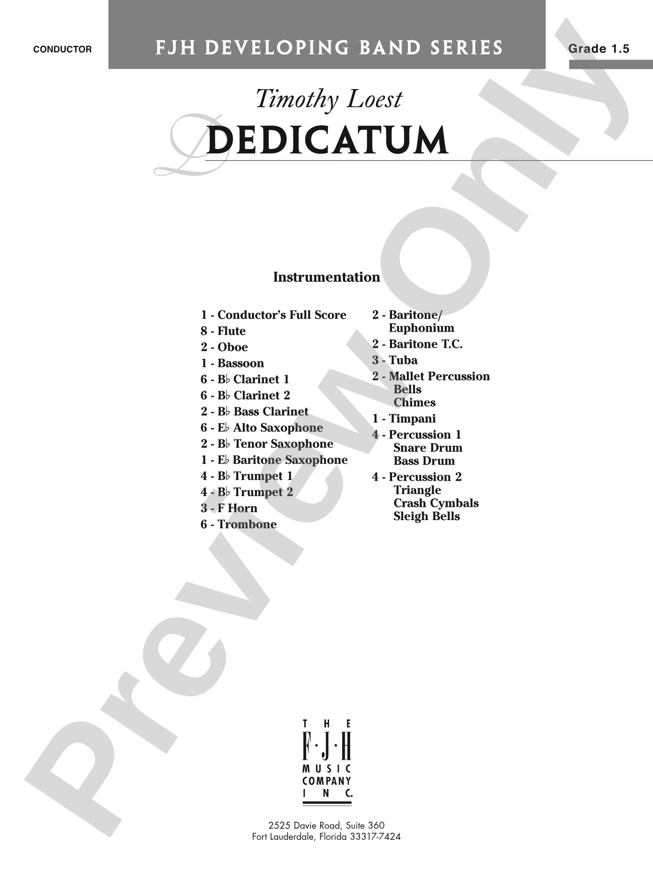 Dedicatum: Concert Band Conductor Score & Parts