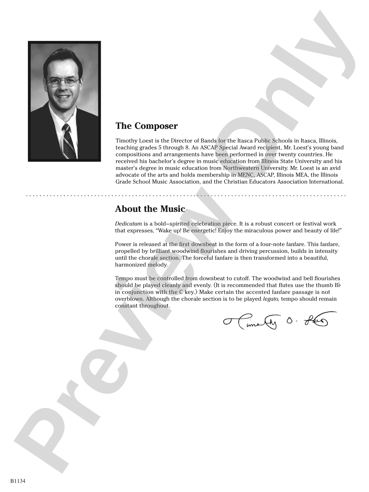 Dedicatum: Concert Band Conductor Score & Parts