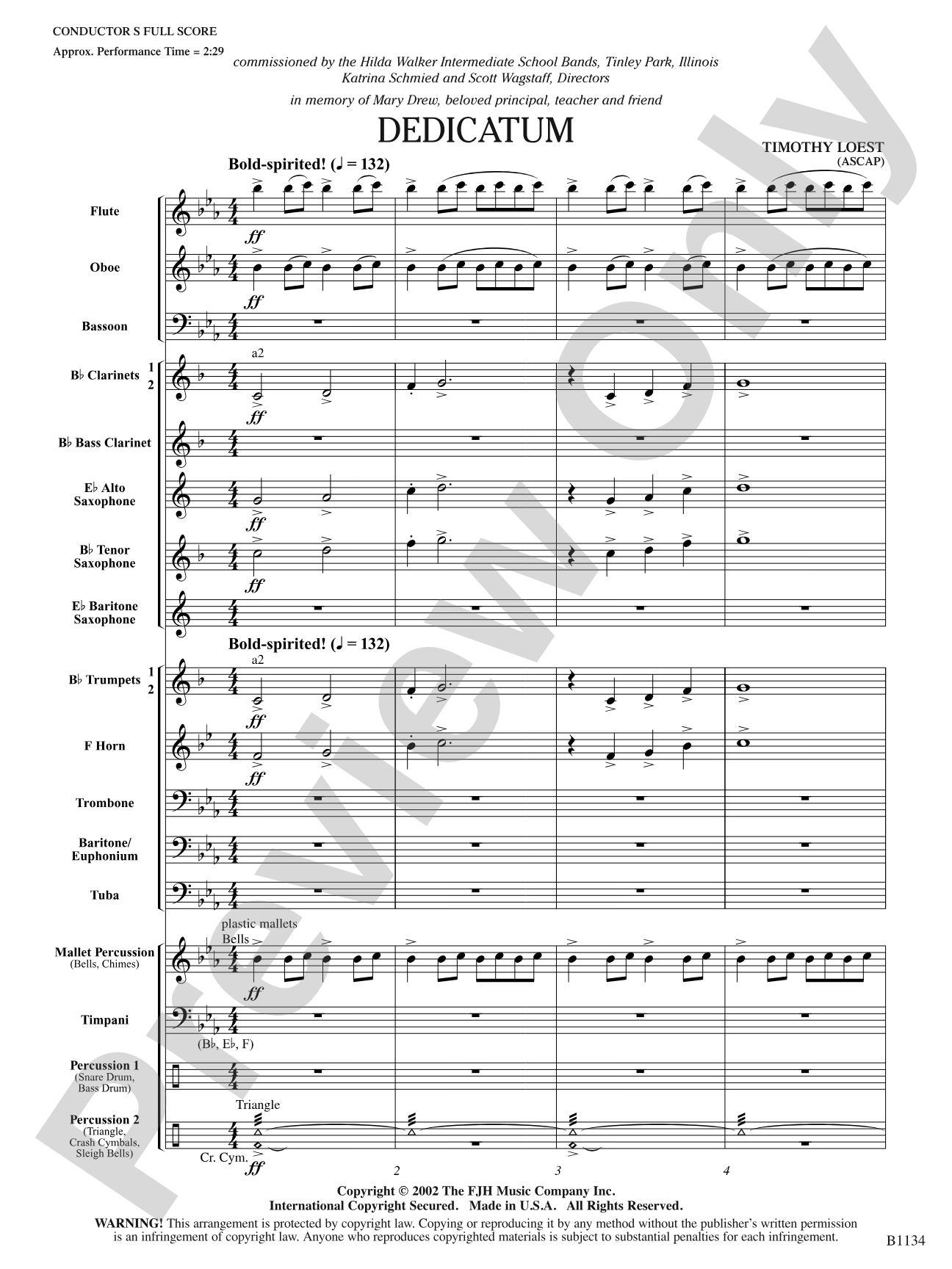 Dedicatum: Concert Band Conductor Score & Parts