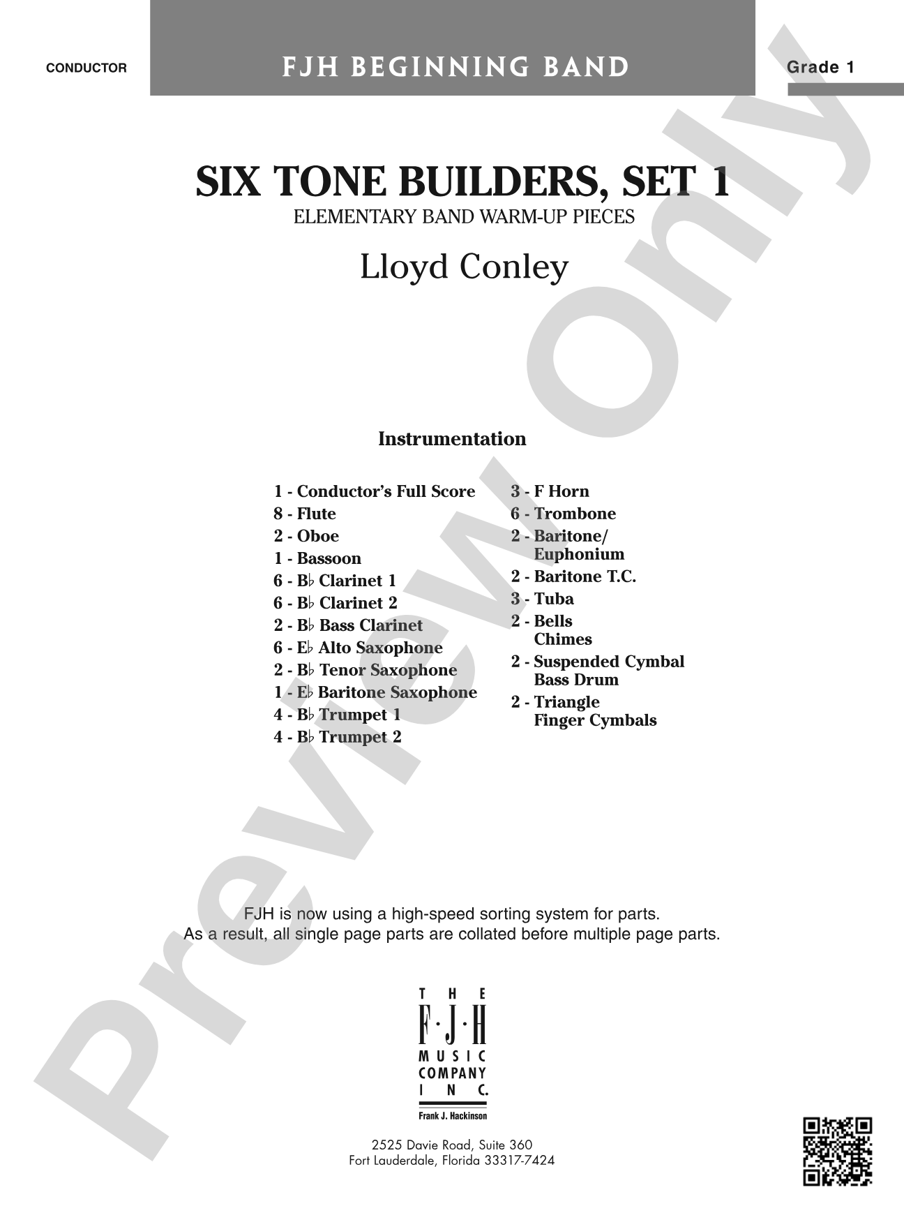 Six Tone Builders, Set 1: Concert Band Conductor Score & Parts