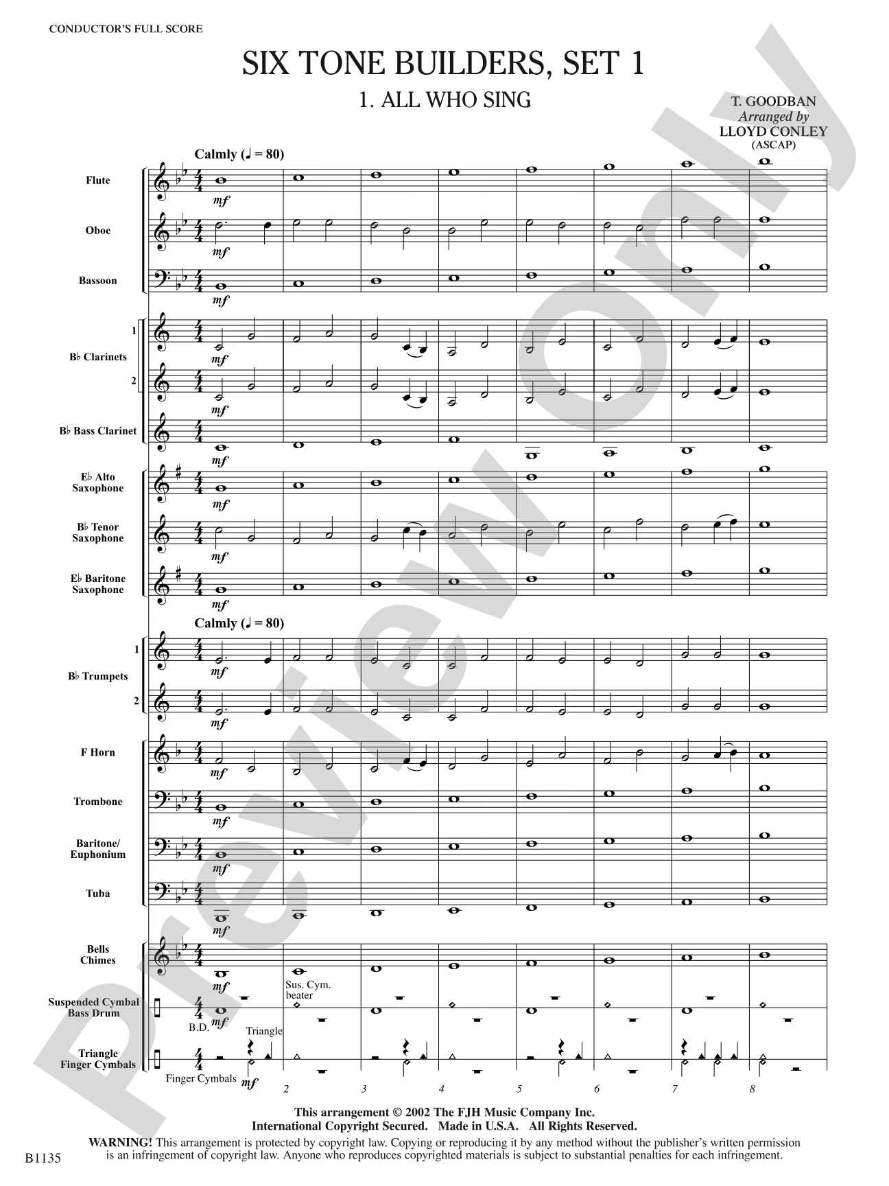 Six Tone Builders, Set 1: Concert Band Conductor Score & Parts