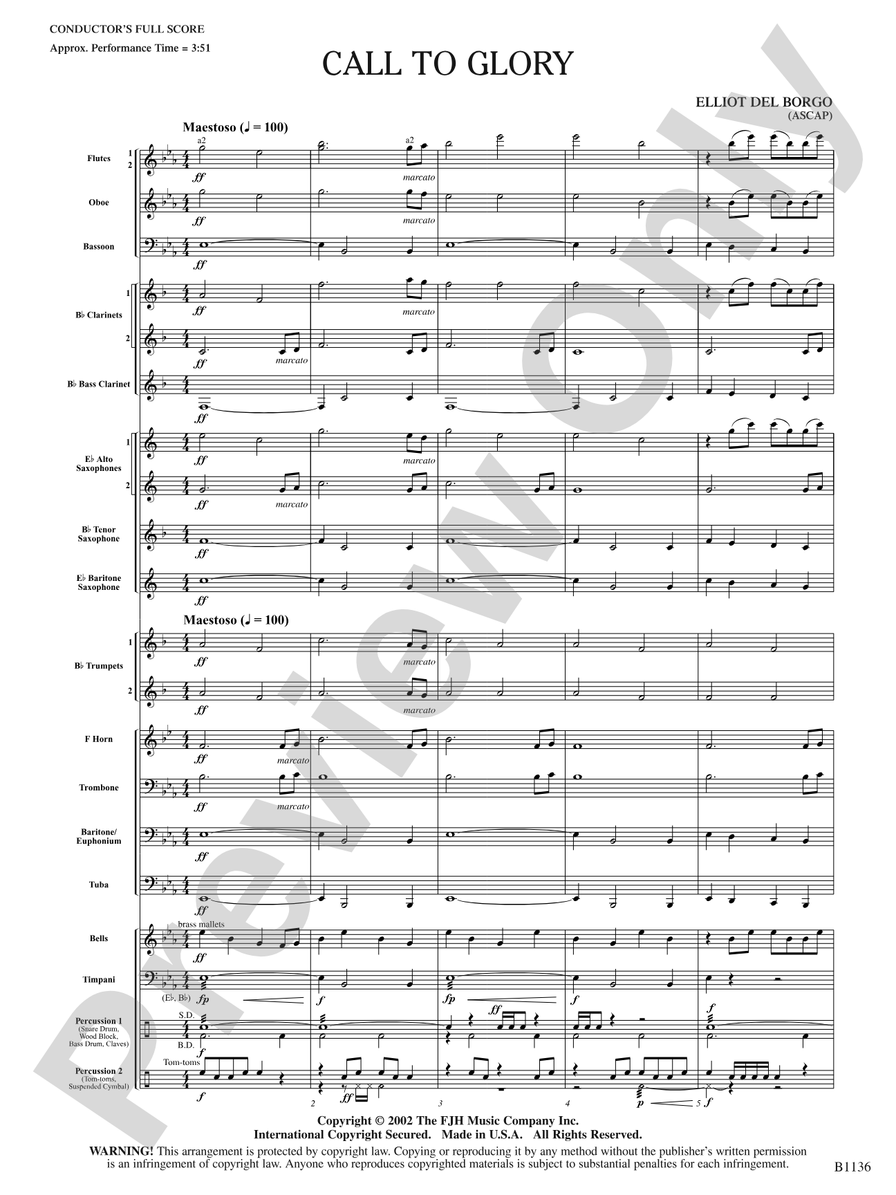 Call to Glory: Concert Band Conductor Score & Parts