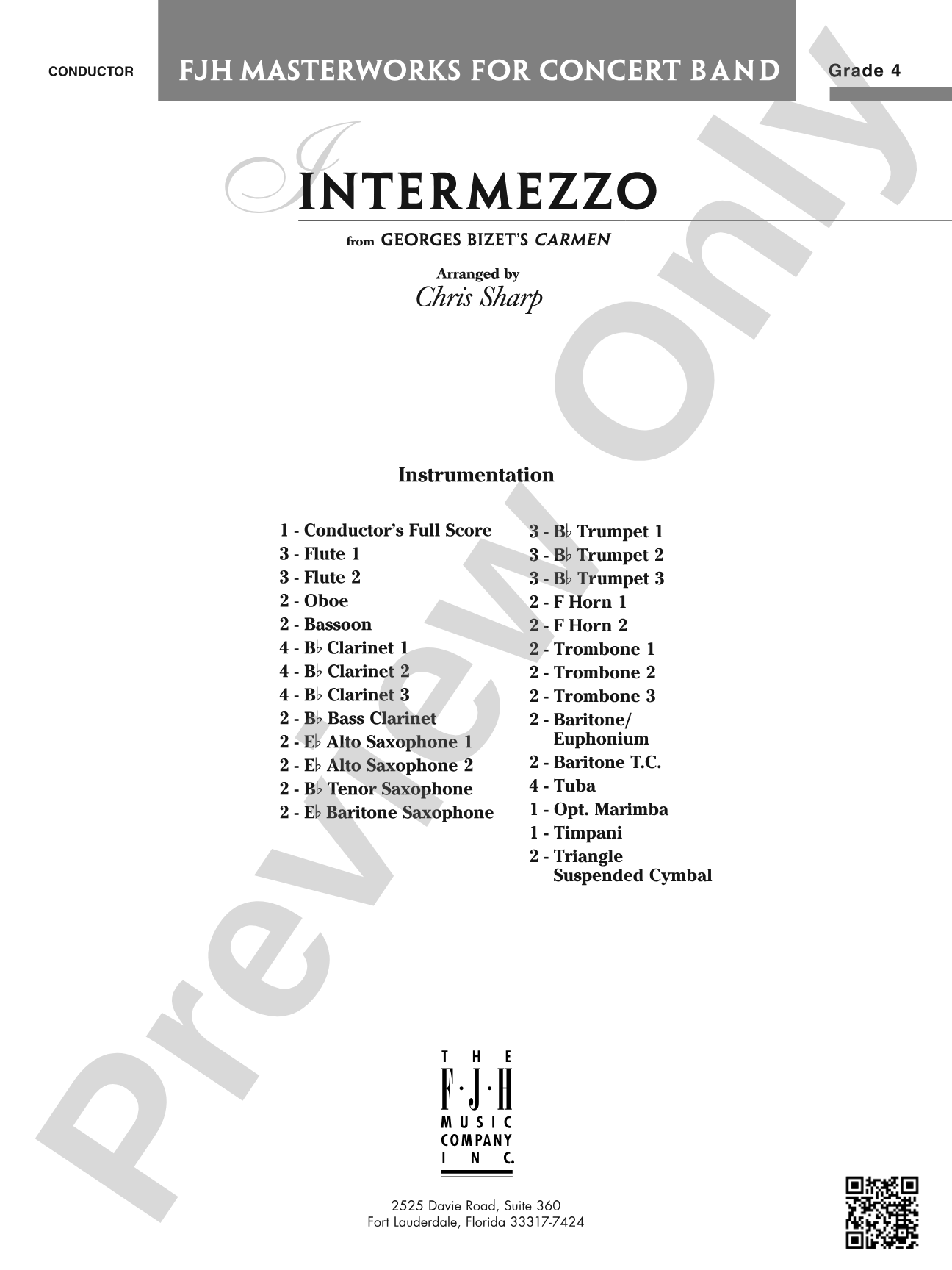 Intermezzo (from Georges Bizet's opera Carmen): Concert Band Conductor Score & Parts