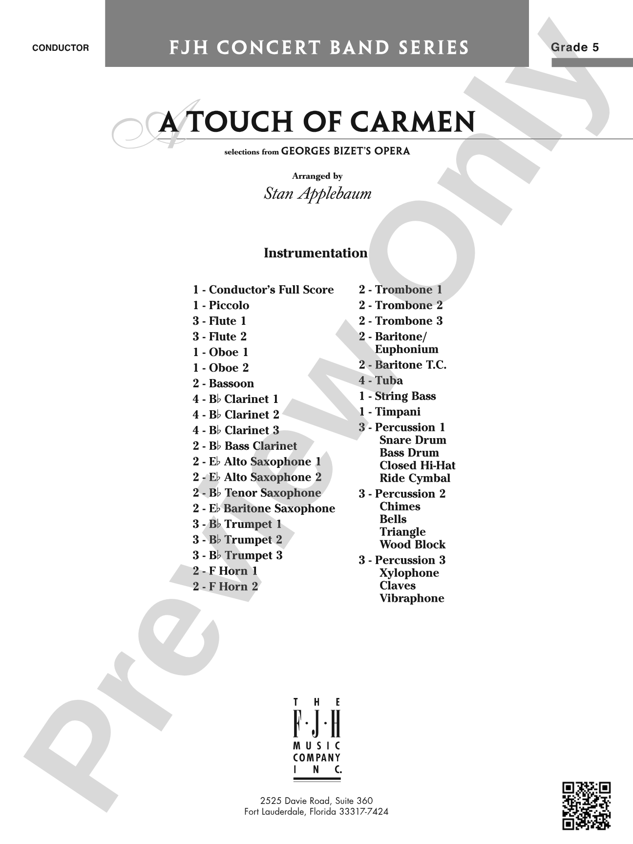 A Touch of Carmen: Concert Band Conductor Score & Parts