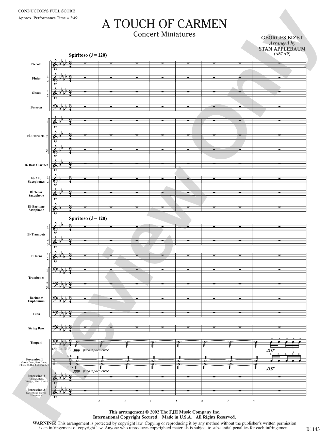 A Touch of Carmen: Concert Band Conductor Score & Parts