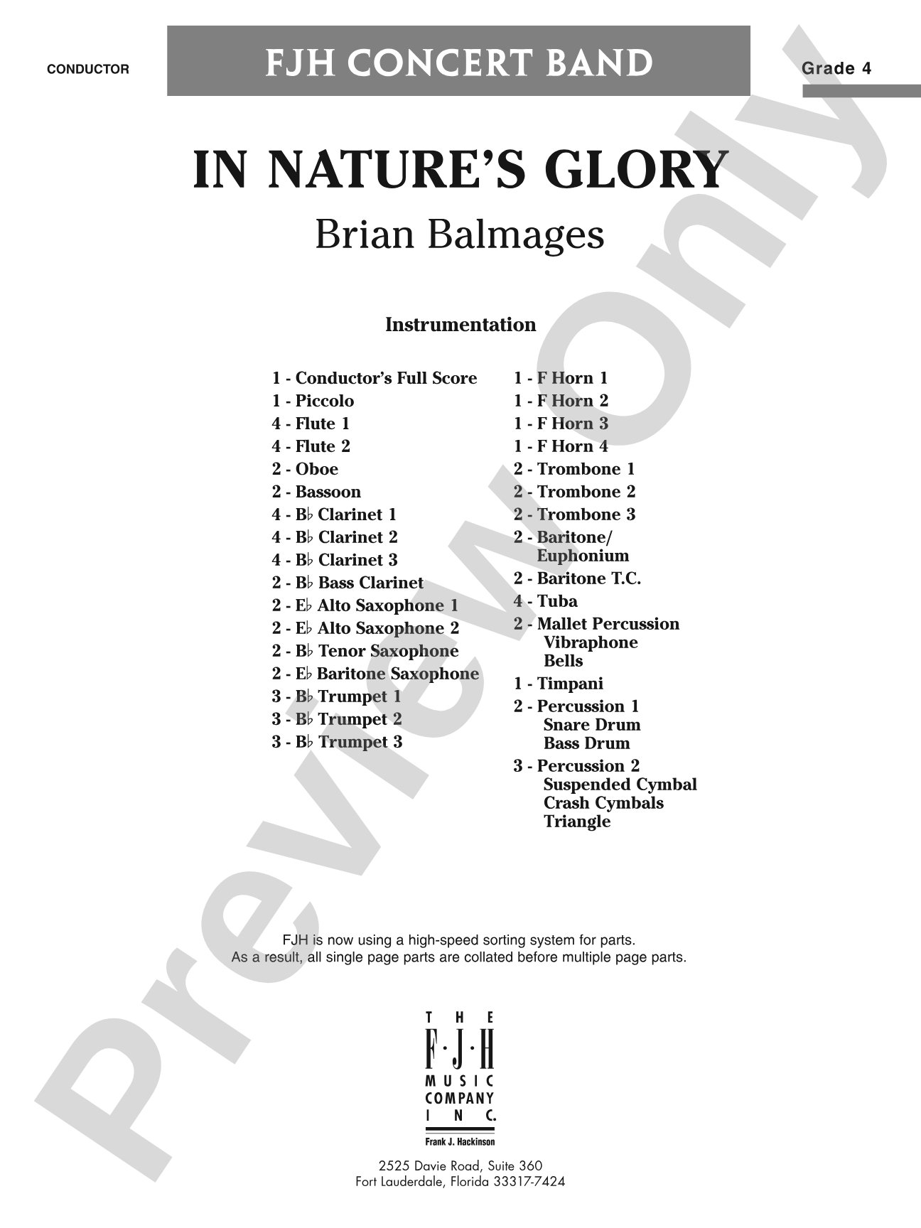 In Nature's Glory: Concert Band Conductor Score & Parts