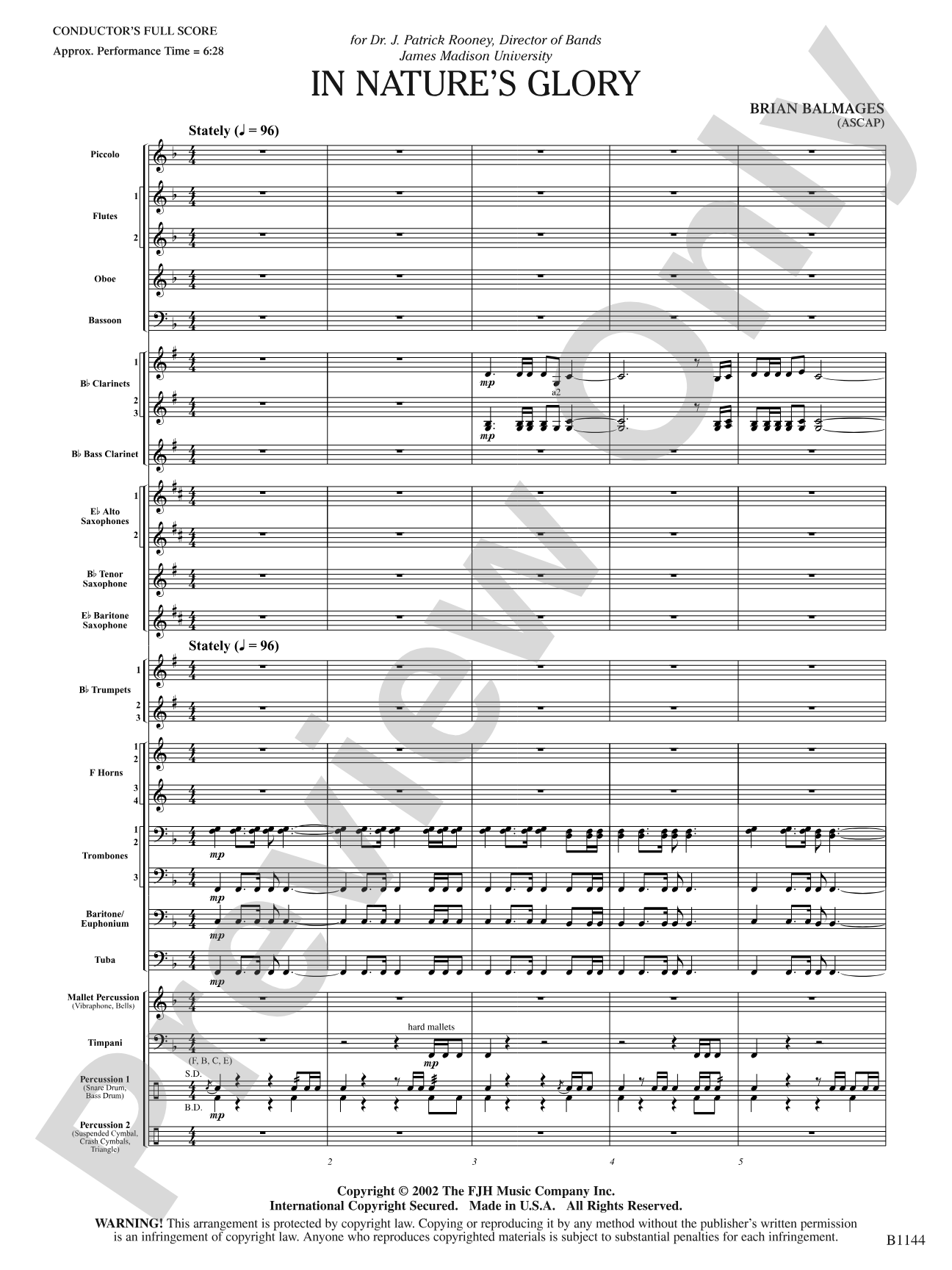 In Nature's Glory: Concert Band Conductor Score & Parts