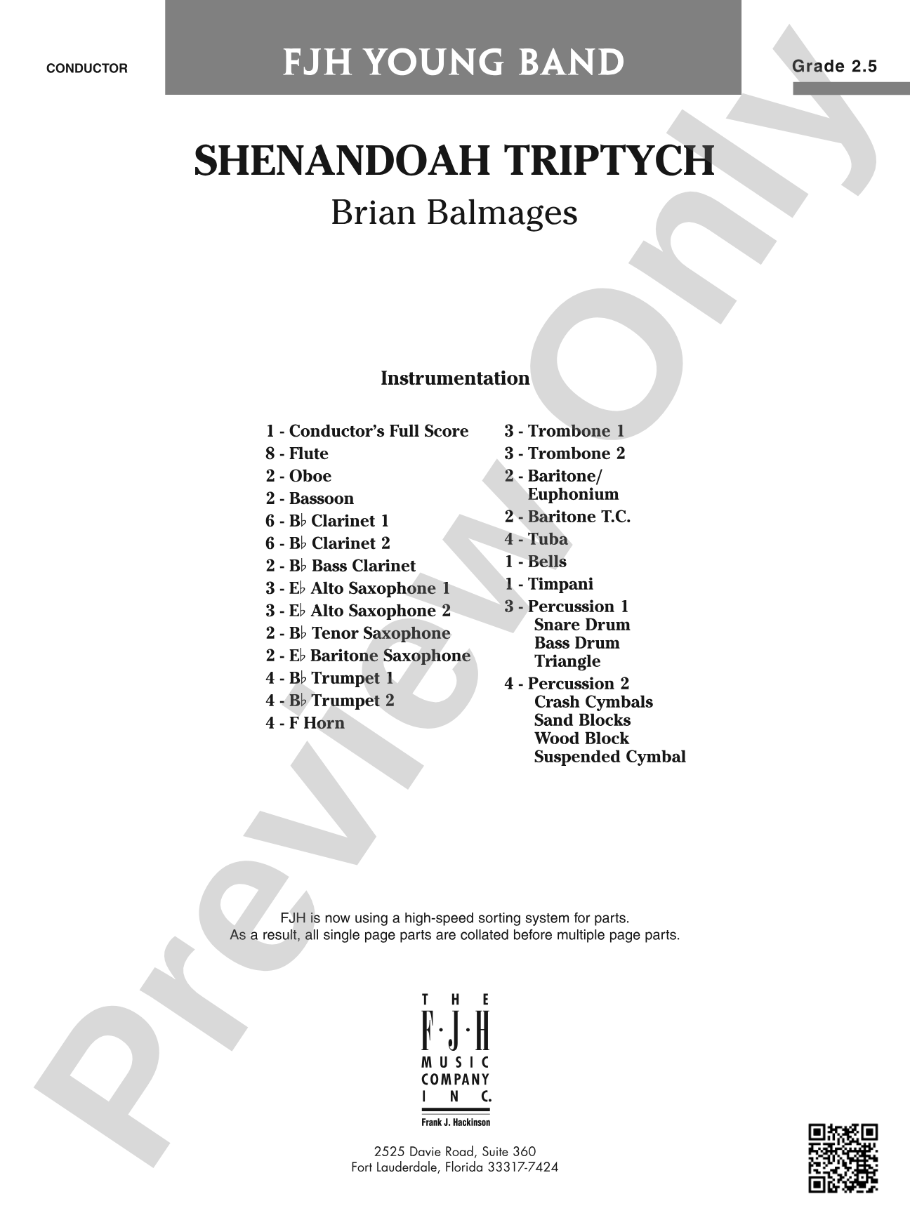 Shenandoah Triptych: Concert Band Conductor Score & Parts