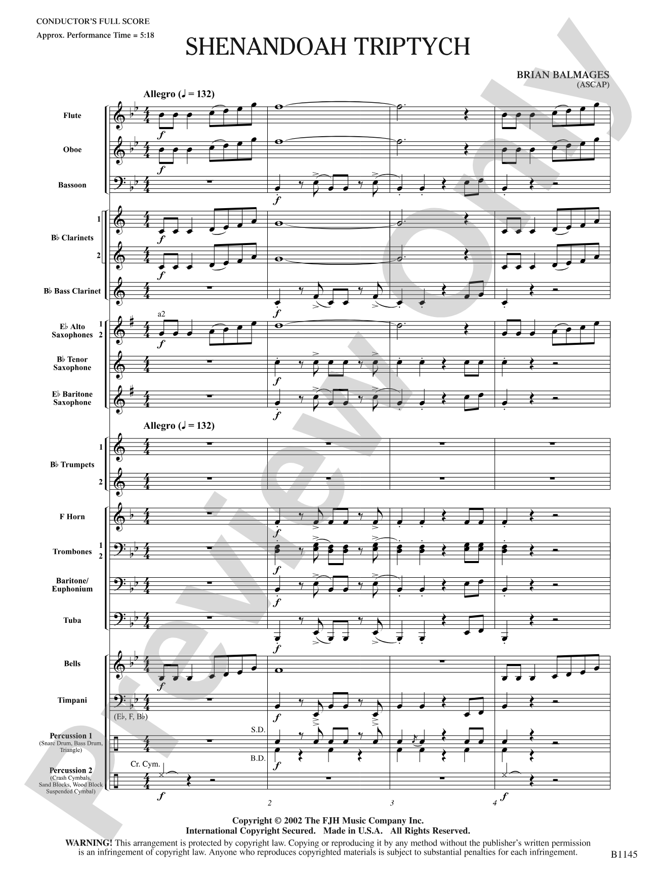 Shenandoah Triptych: Concert Band Conductor Score & Parts