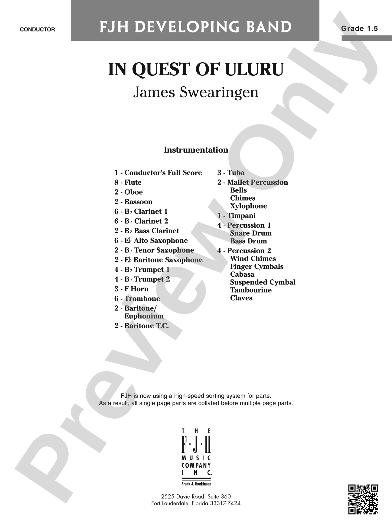 In Quest of Uluru: Concert Band Conductor Score & Parts