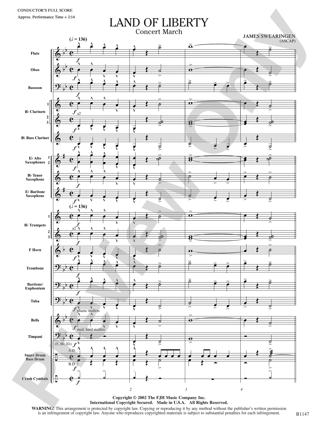 Land of Liberty: Concert Band Conductor Score & Parts
