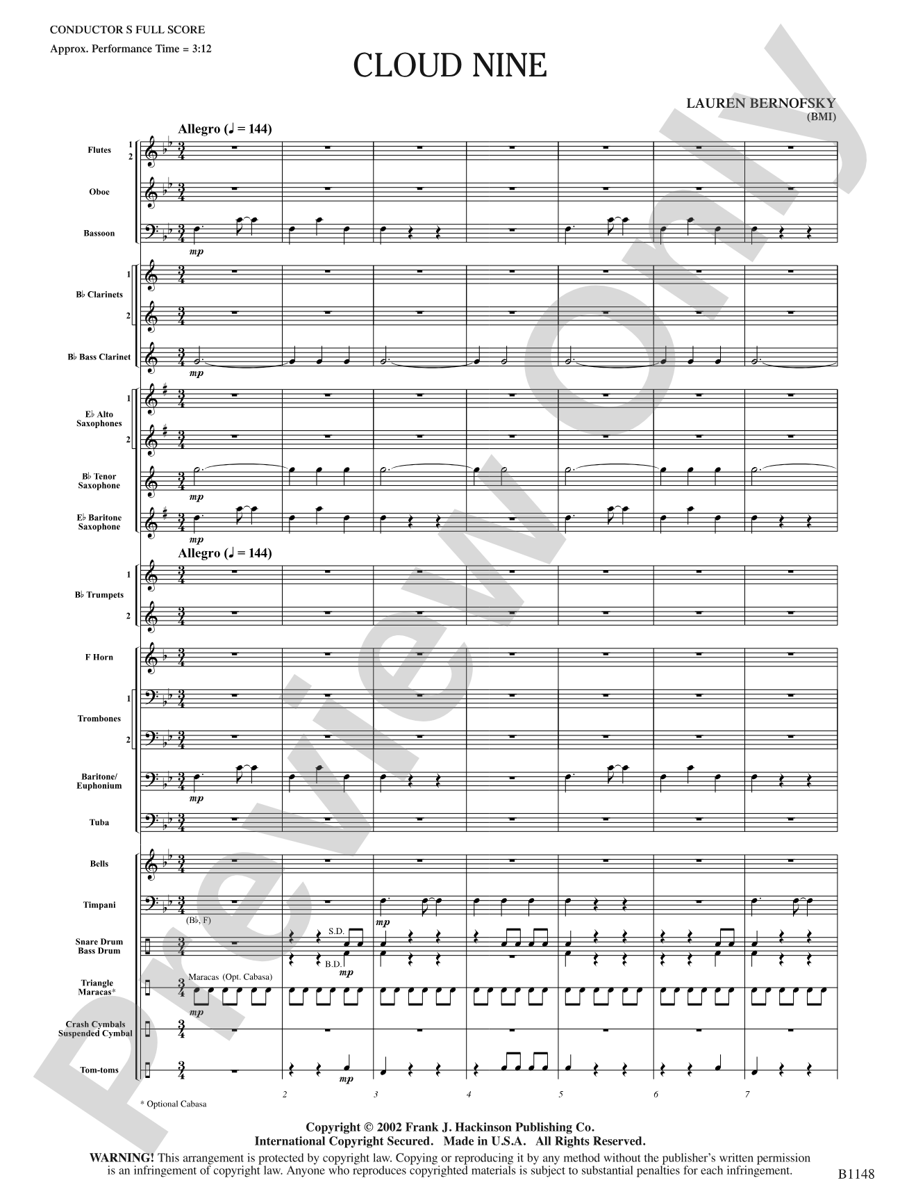 Cloud Nine: Concert Band Conductor Score & Parts