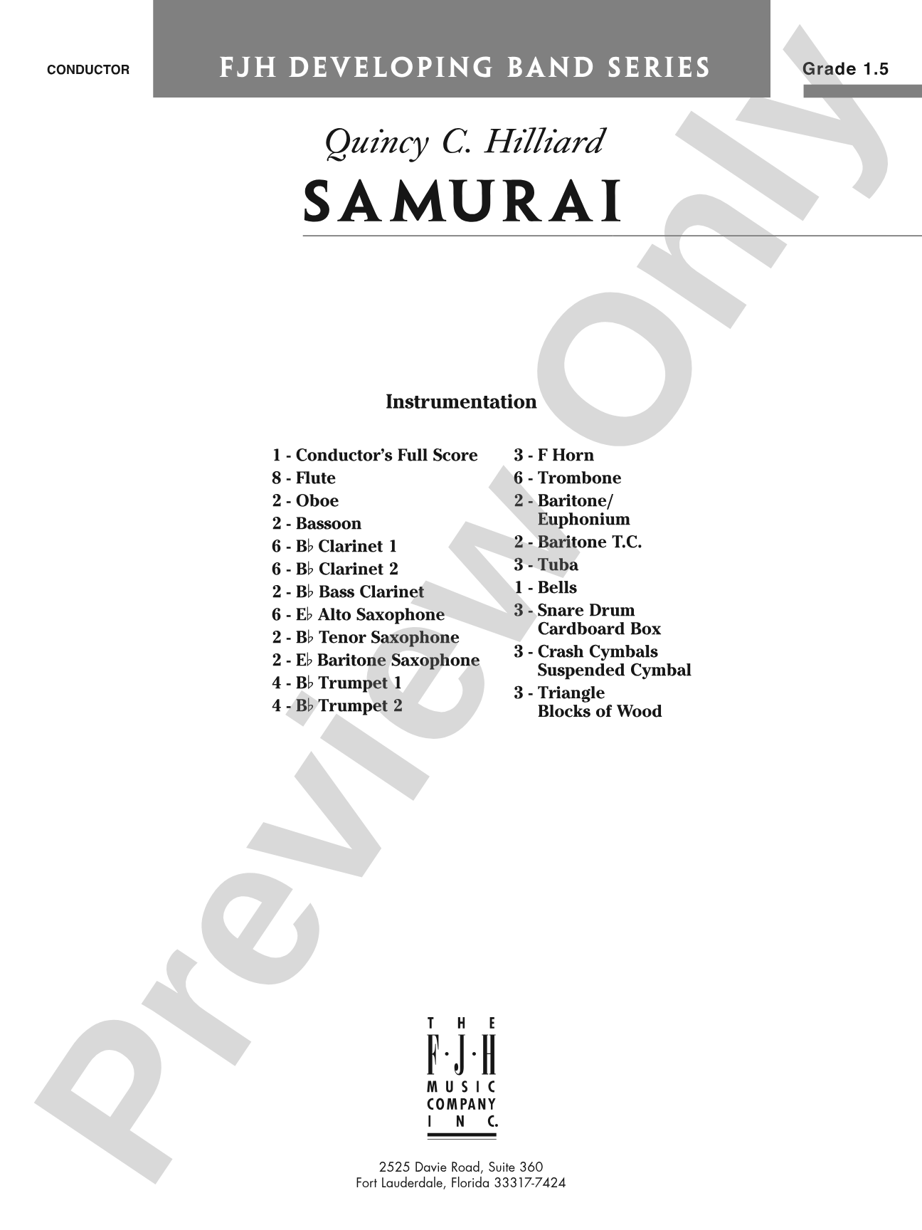 Samurai: Concert Band Conductor Score & Parts