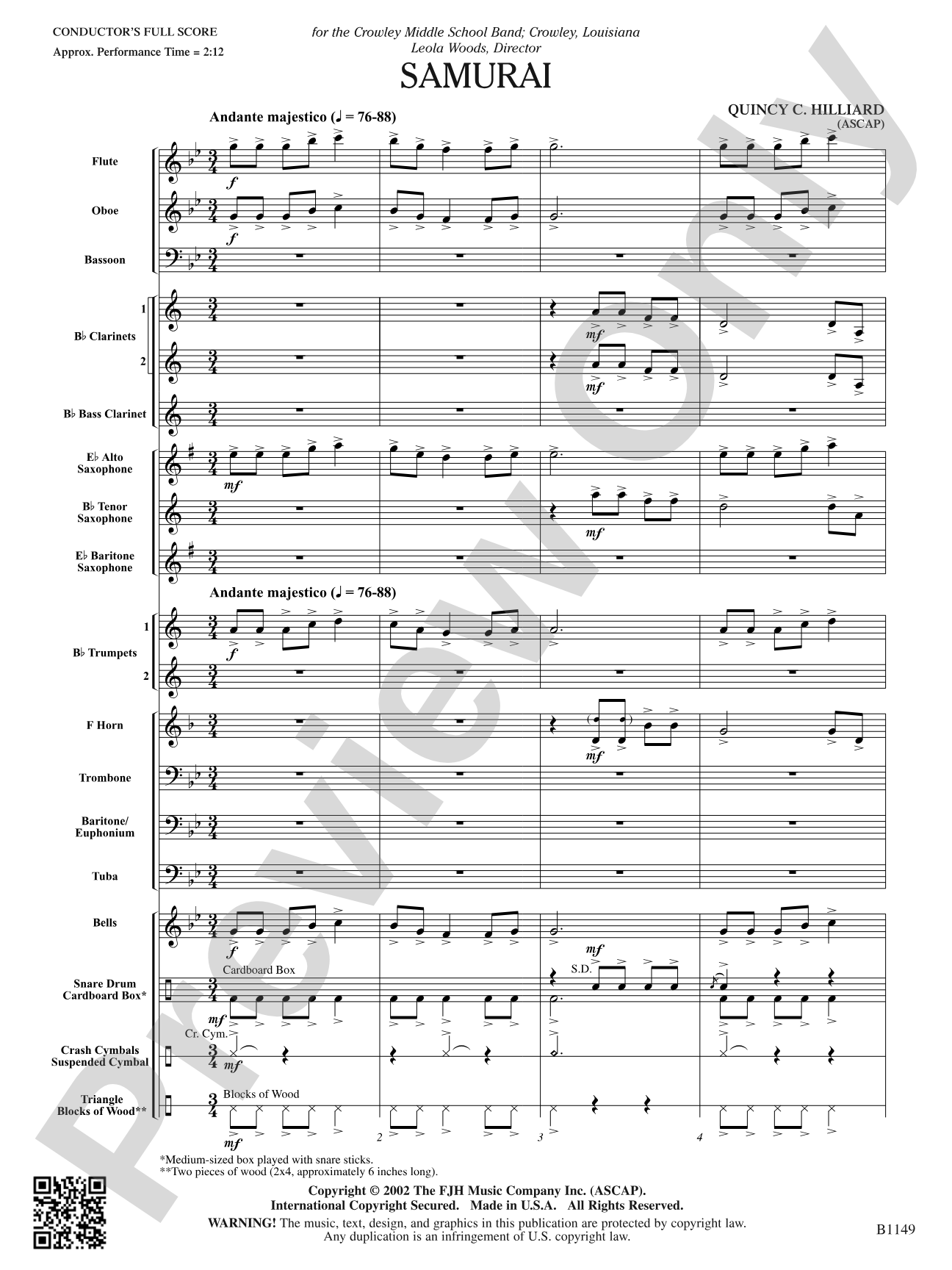 Samurai: Concert Band Conductor Score & Parts
