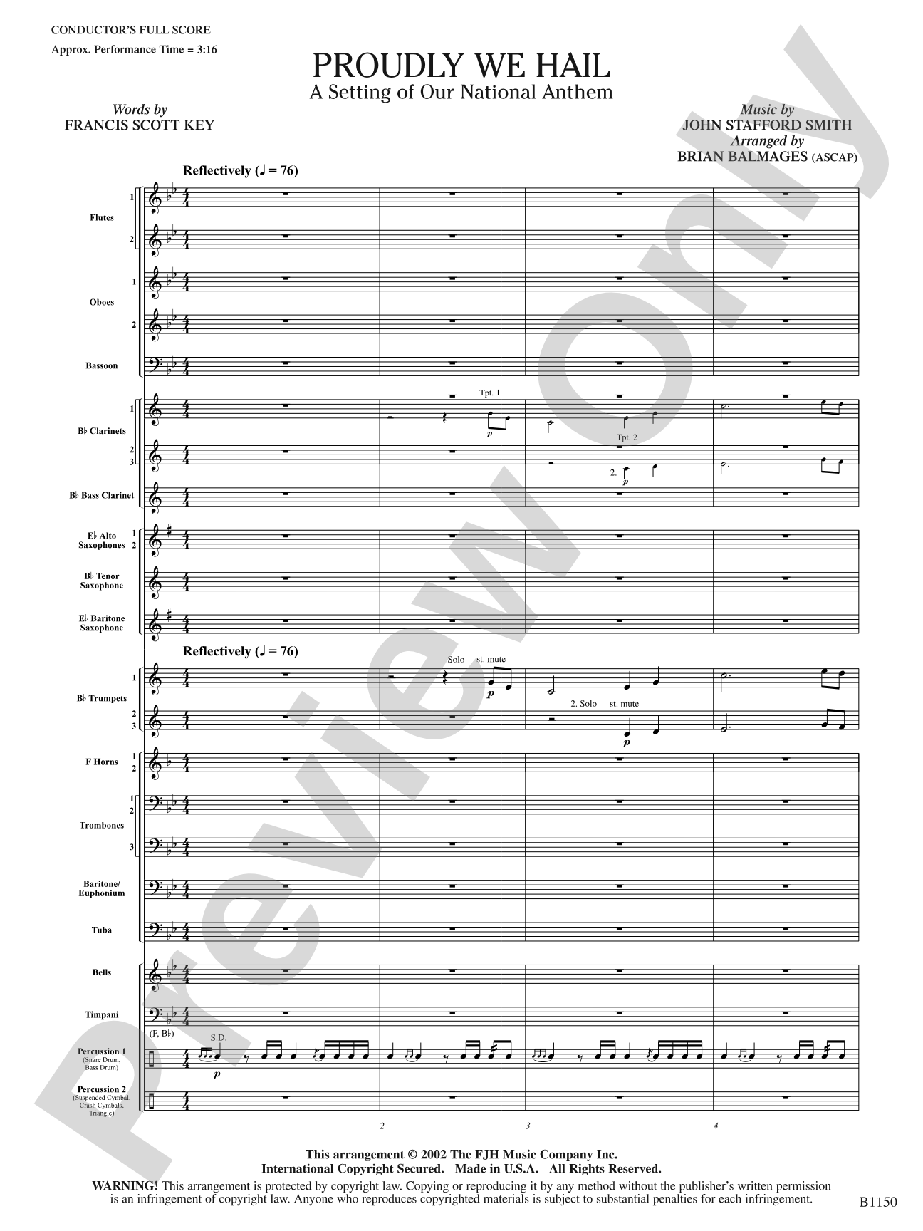 Proudly We Hail (A Setting of Our National Anthem): Concert Band Conductor Score & Parts