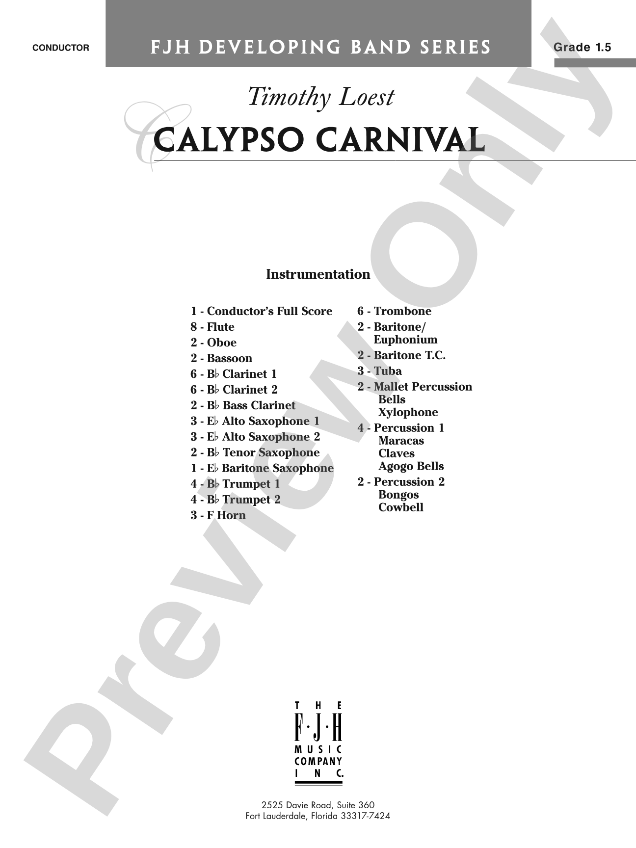 Calypso Carnival: Concert Band Conductor Score & Parts