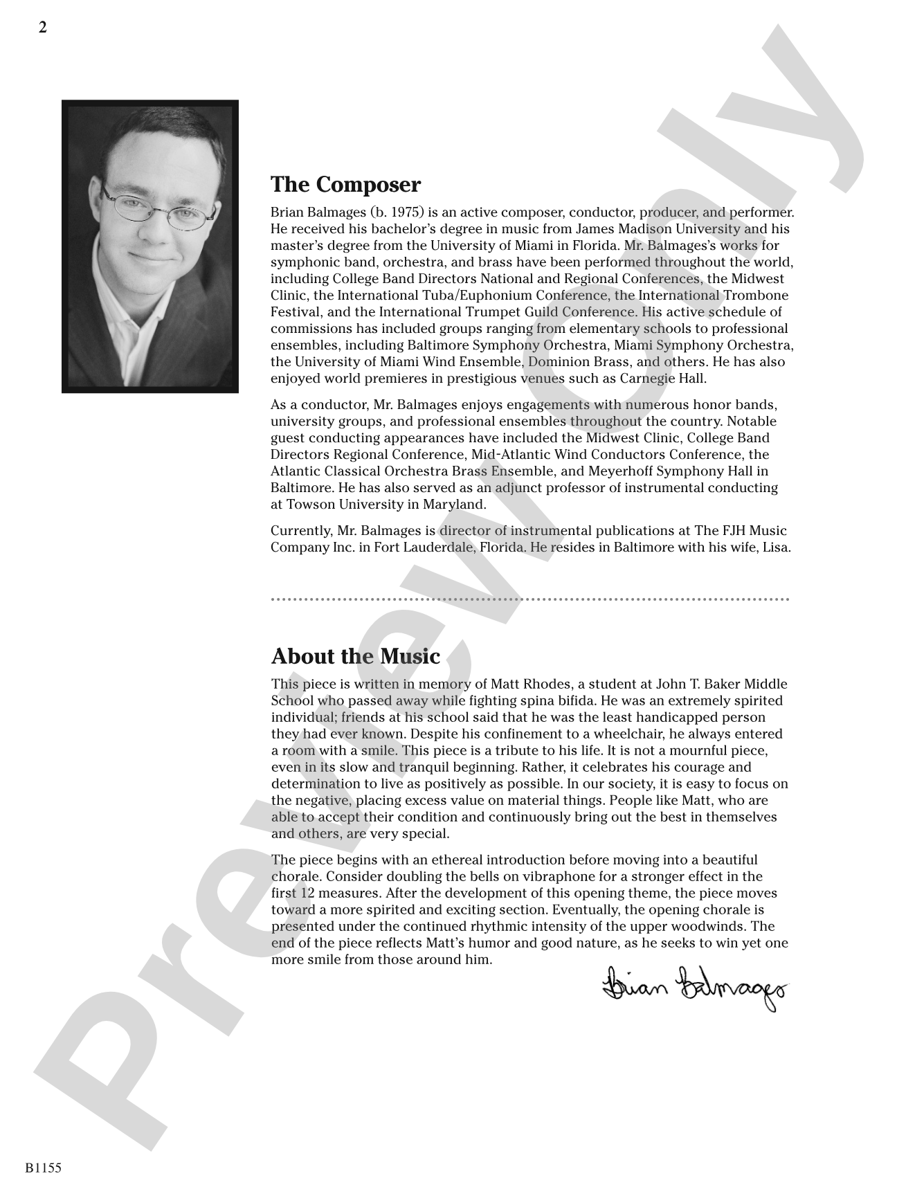Through Courageous Eyes: Concert Band Conductor Score & Parts