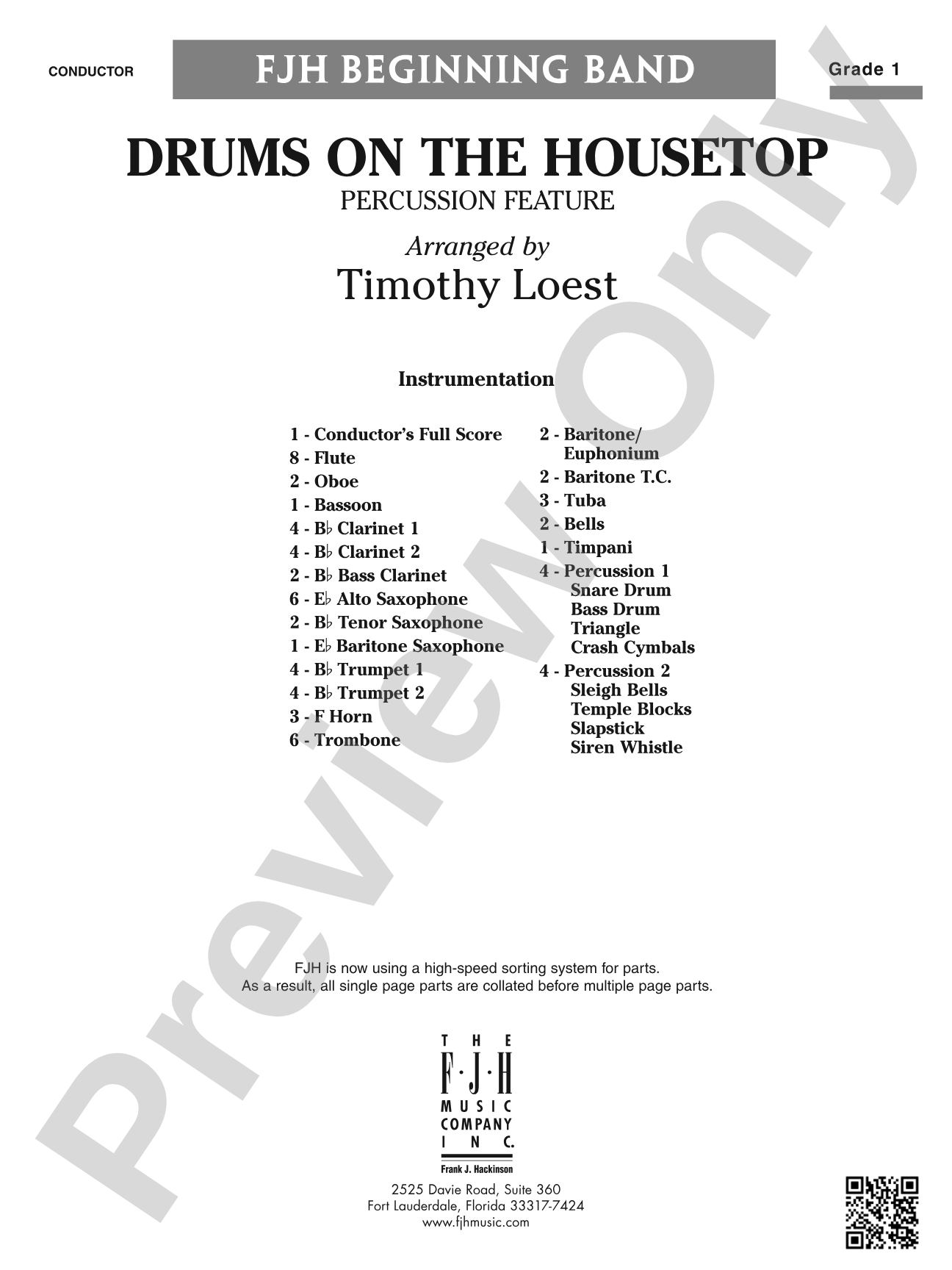 Drums on the Housetop: Concert Band Conductor Score & Parts
