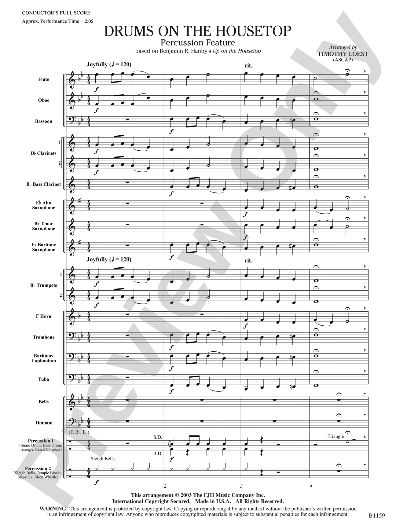 Drums on the Housetop: Concert Band Conductor Score & Parts