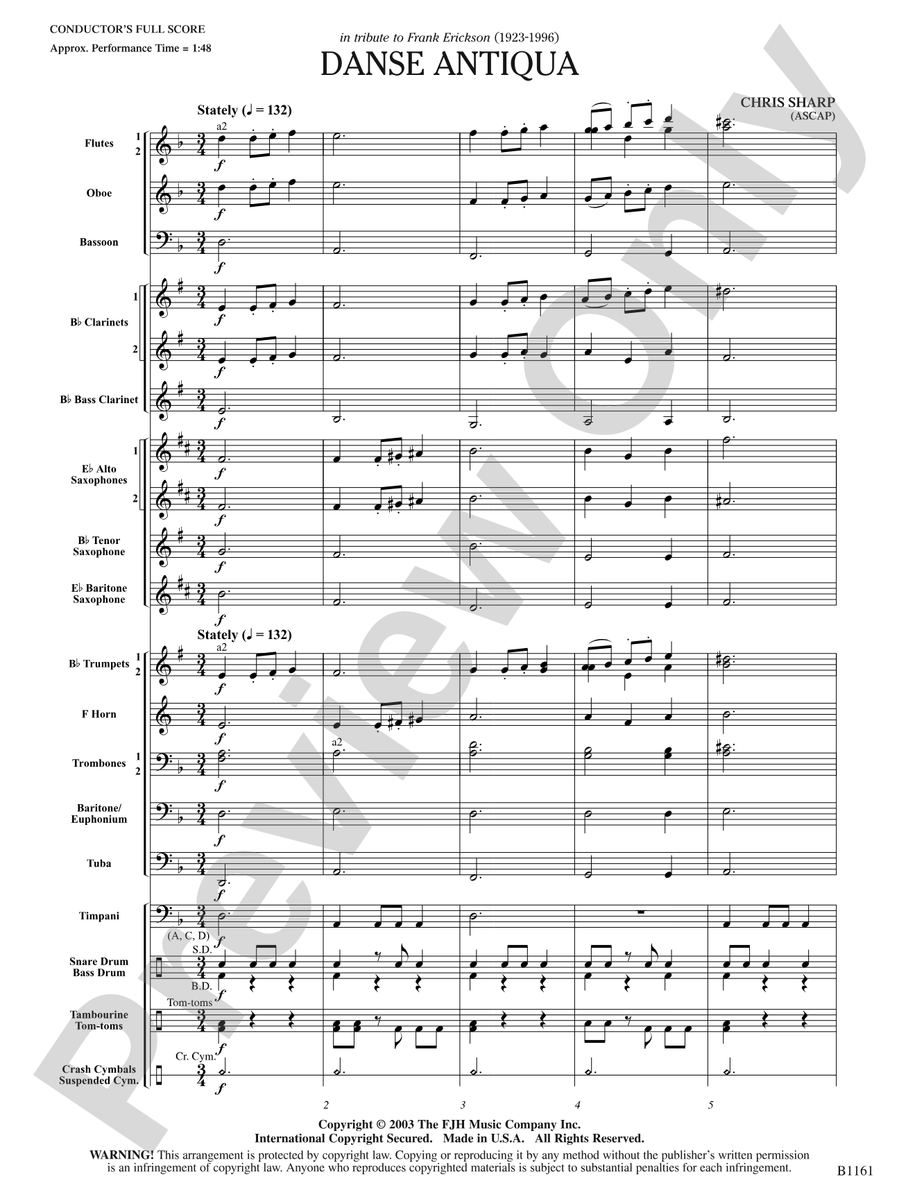 Danse Antiqua: Concert Band Conductor Score & Parts