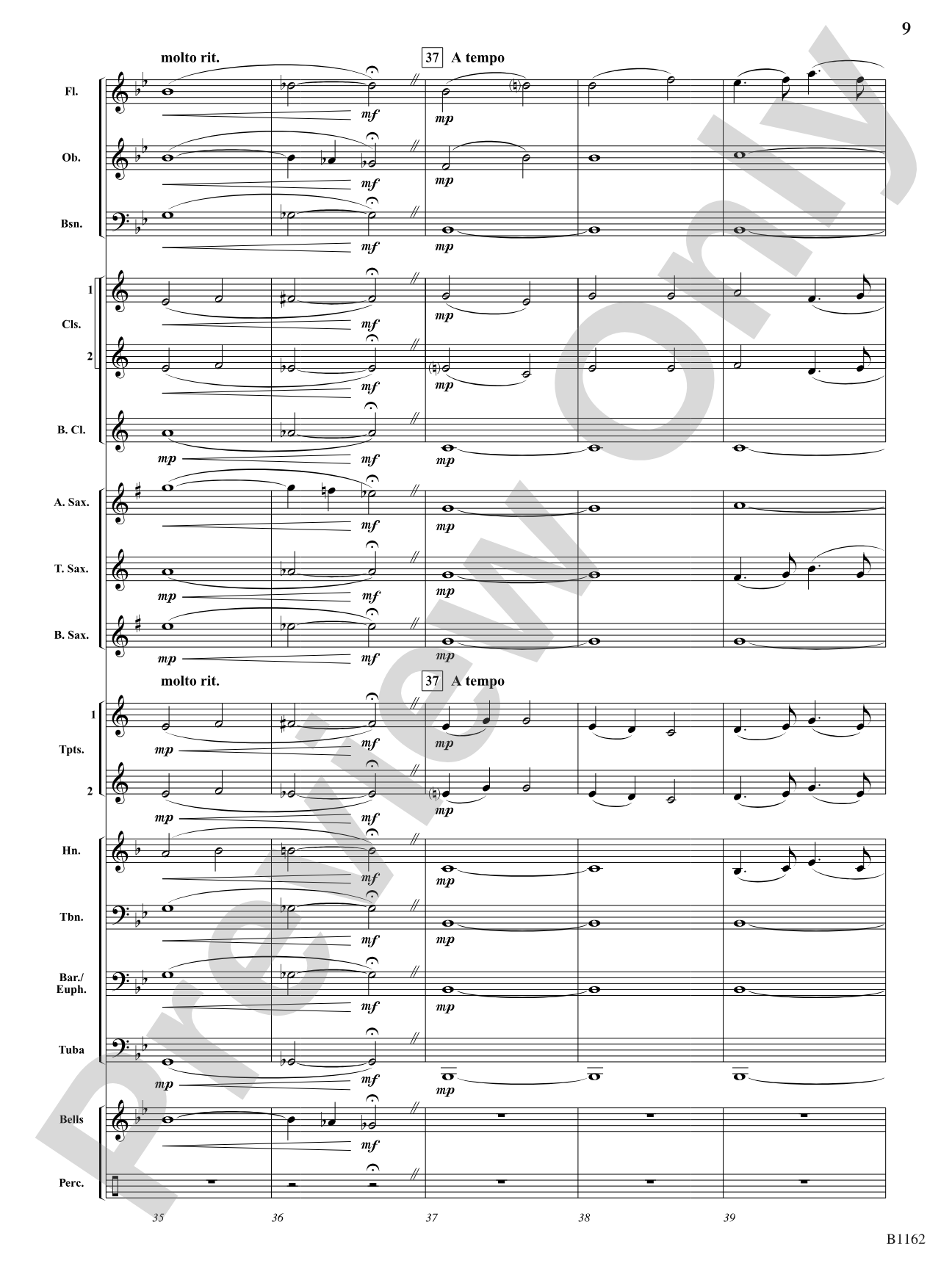 Largo from Symphony No. 9: Concert Band Conductor Score & Parts