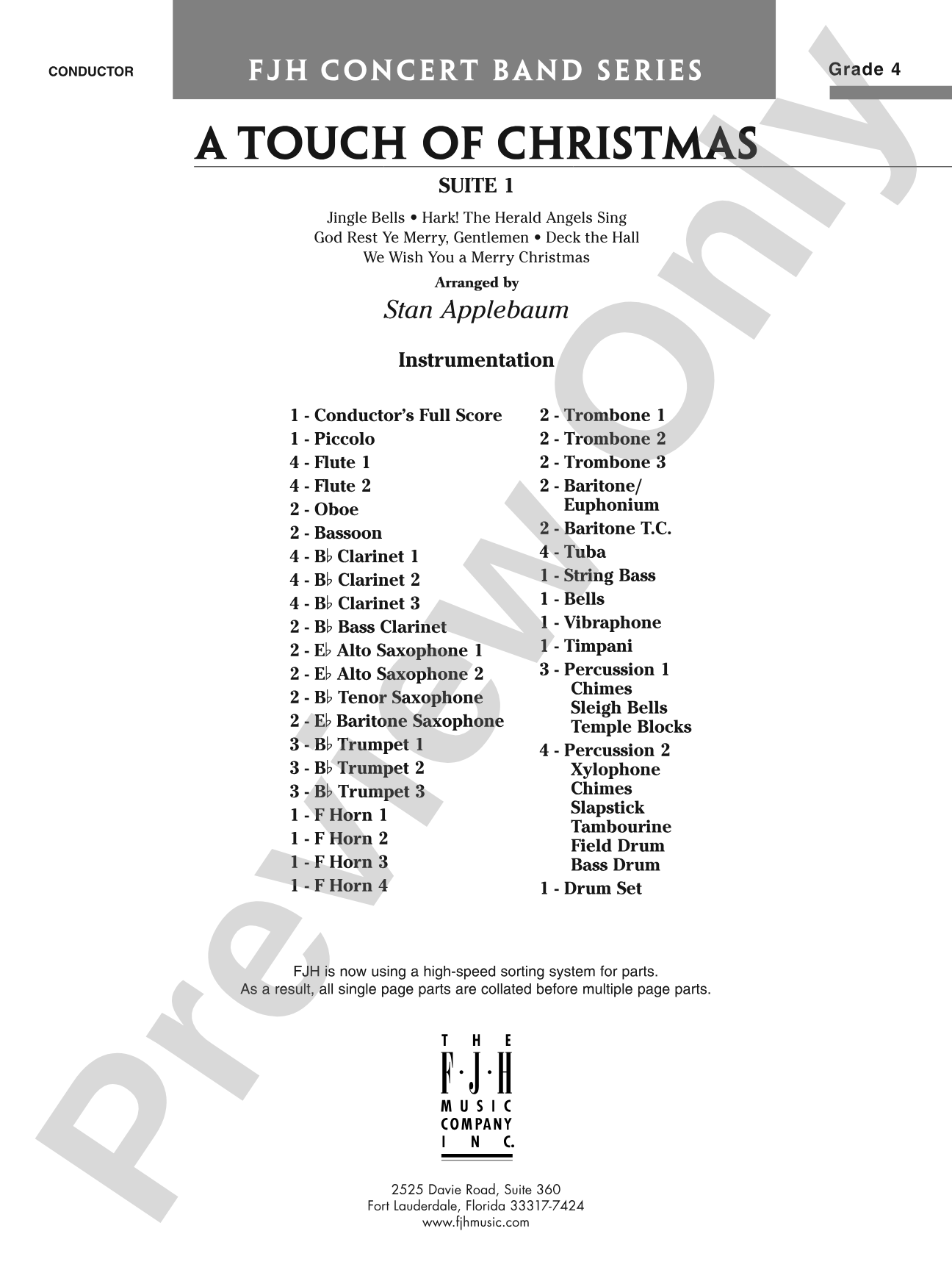 A Touch of Christmas: Suite 1: Concert Band Conductor Score & Parts