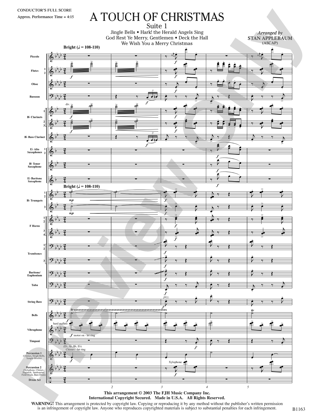A Touch of Christmas: Suite 1: Concert Band Conductor Score & Parts