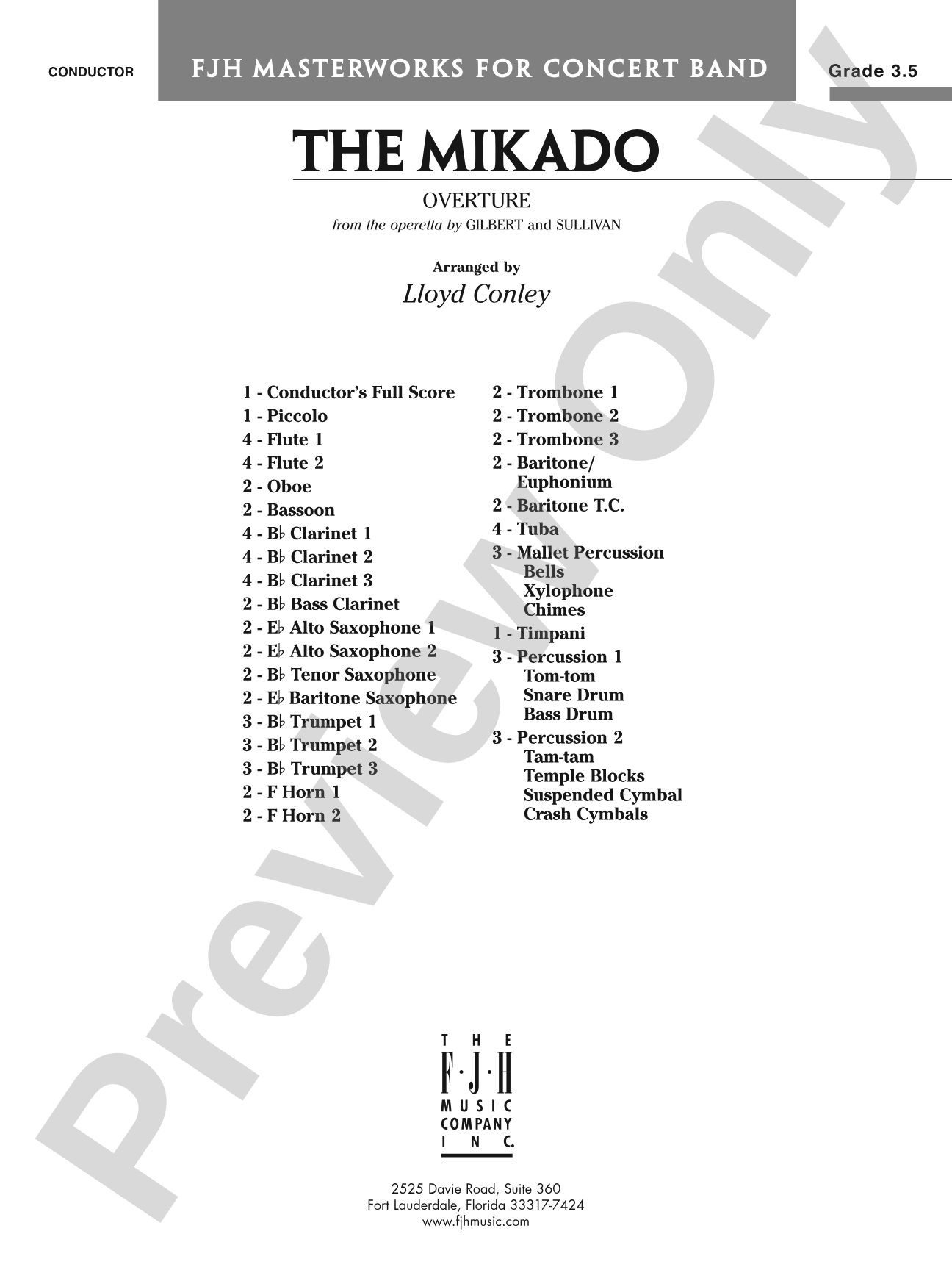 The Mikado (Overture): Concert Band Conductor Score & Parts