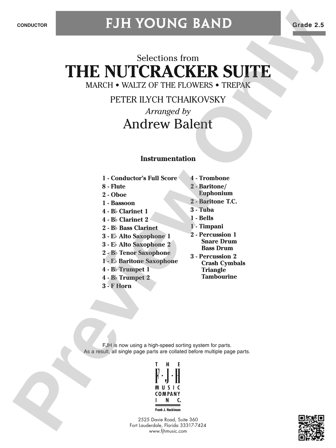 The Nutcracker Suite (Selections from): Concert Band Conductor Score & Parts
