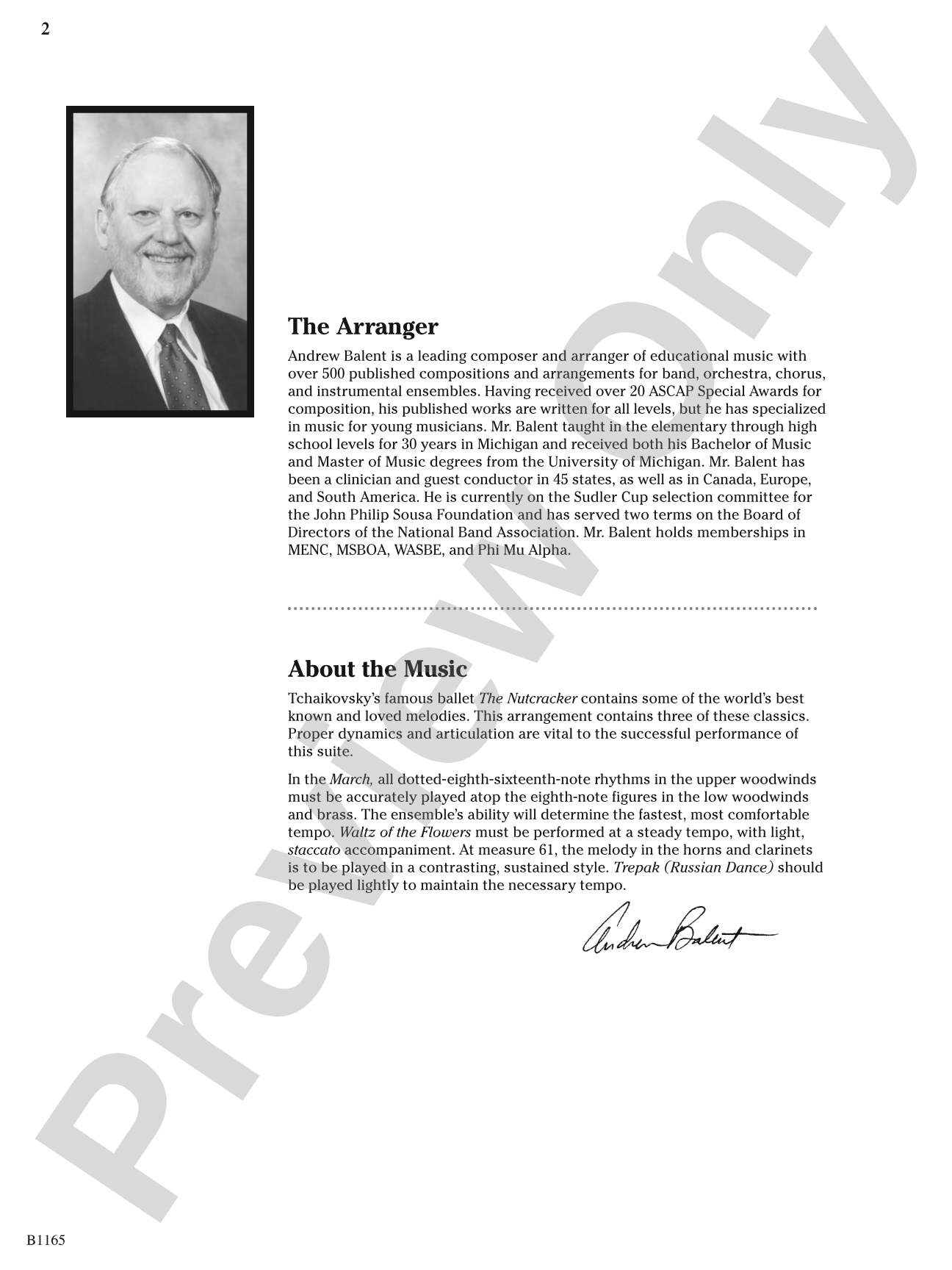 The Nutcracker Suite (Selections from): Concert Band Conductor Score & Parts